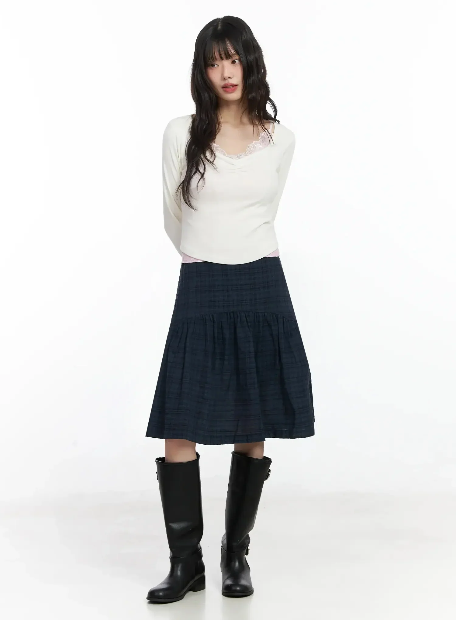 Shirred Neck Long Sleeve Top IF505 - Image 7
