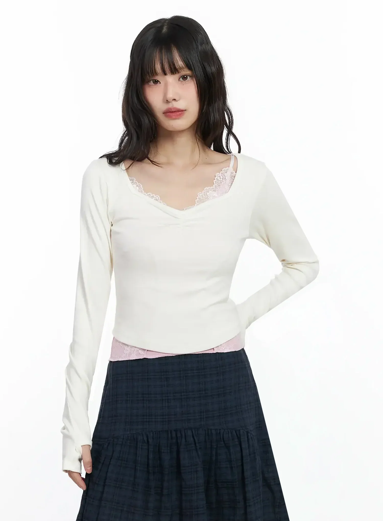 Shirred Neck Long Sleeve Top IF505 - Image 8