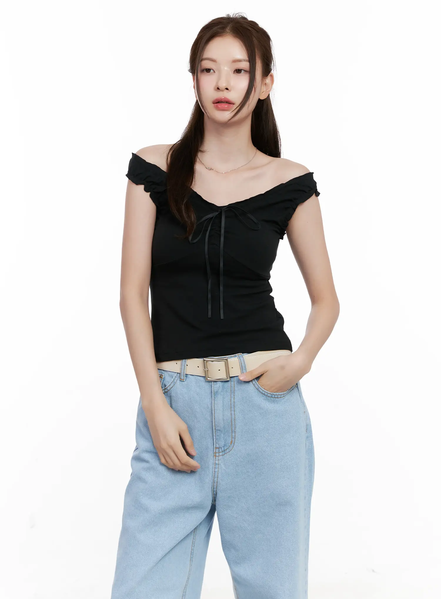 Shirred Ribbon 2-Way Sleeveless Top CL523 - Image 12