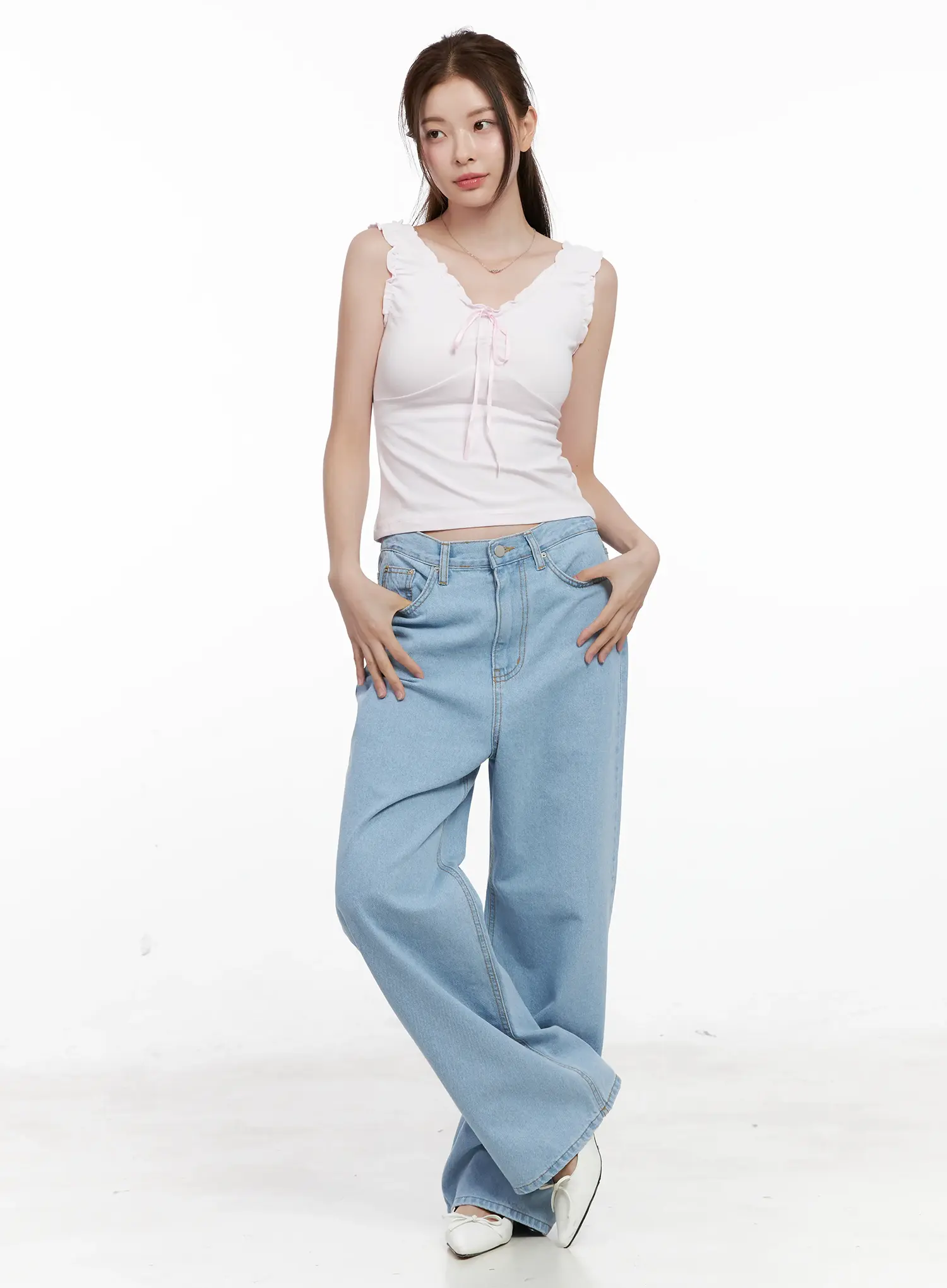 Shirred Ribbon 2-Way Sleeveless Top CL523 - Image 3