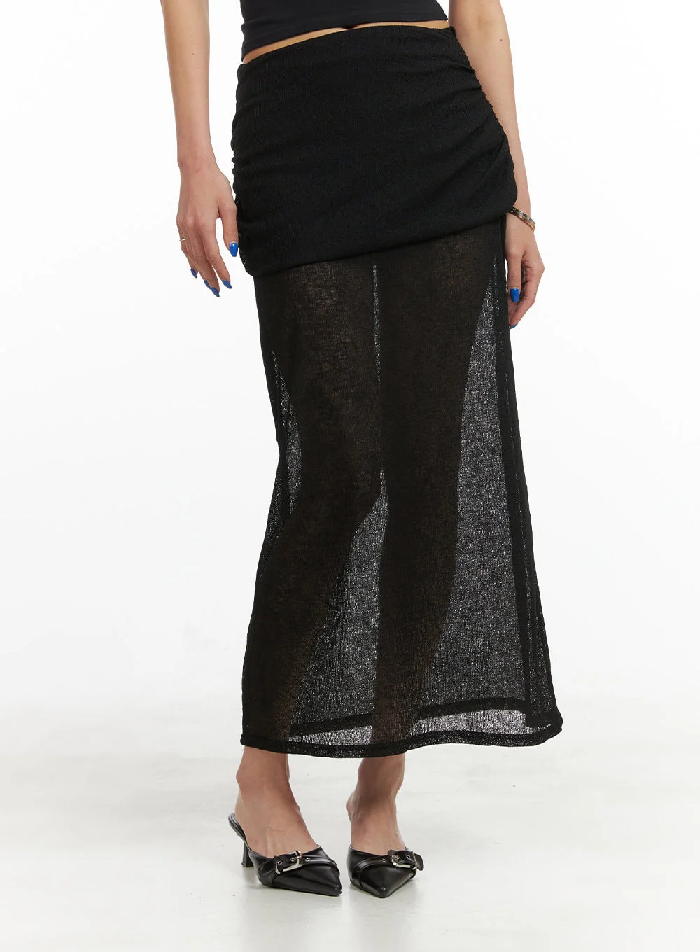 Shirred Sheer Maxi Skirt CY424 - Image 2