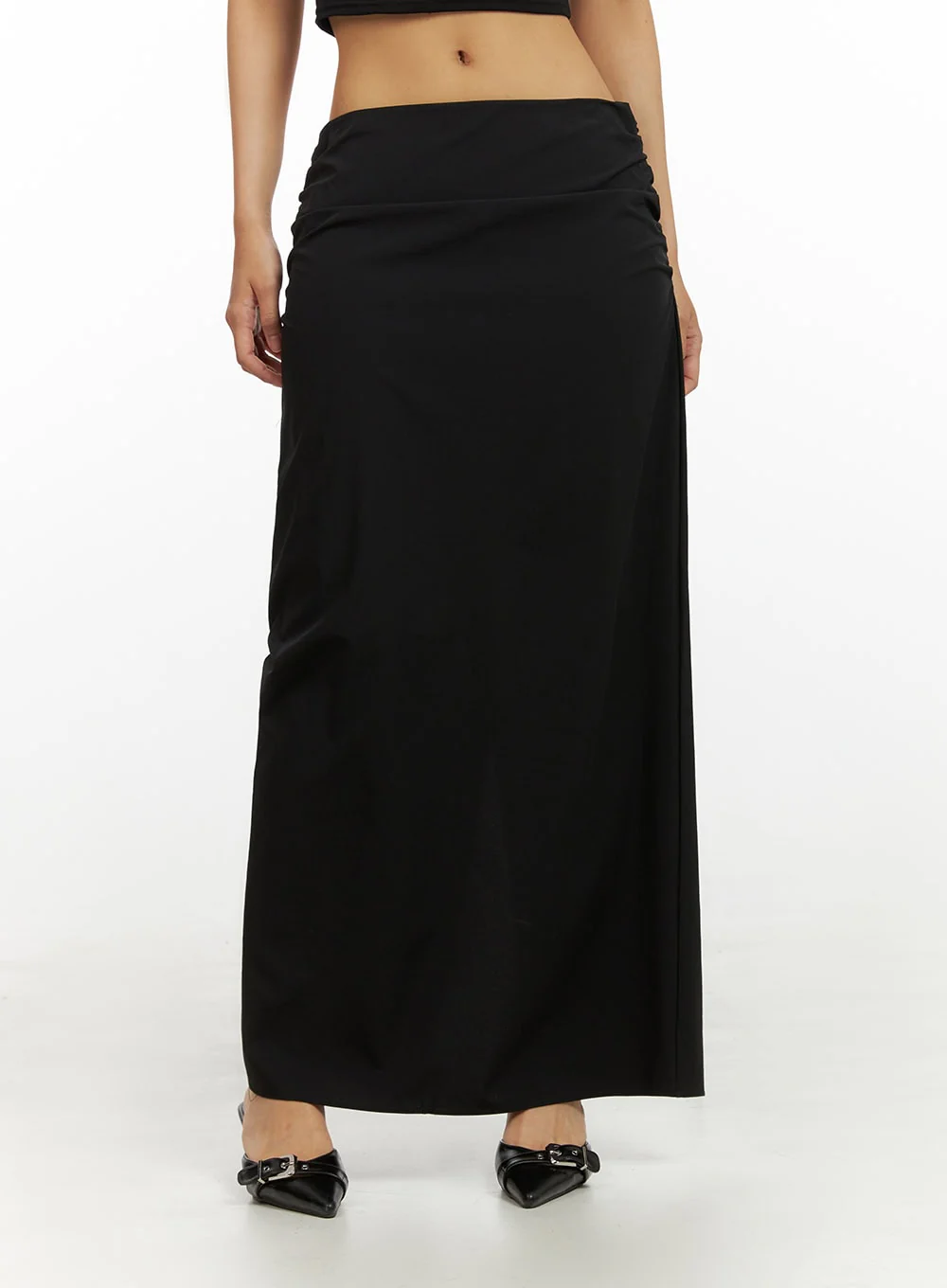 Shirred Solid Maxi Skirt IU412 - Image 5