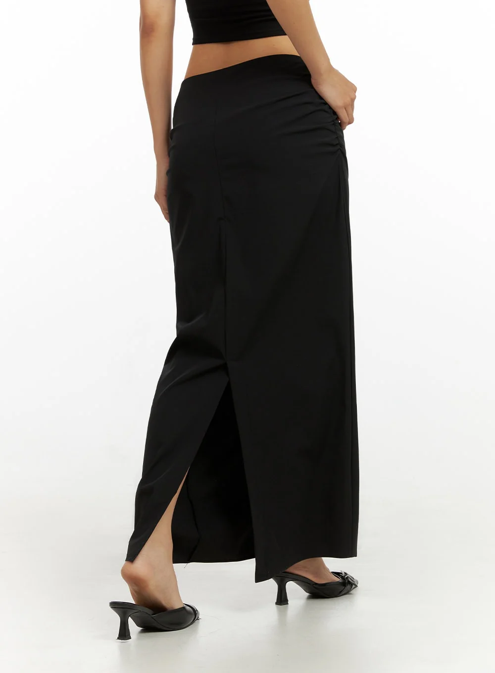 Shirred Solid Maxi Skirt IU412 - Image 6