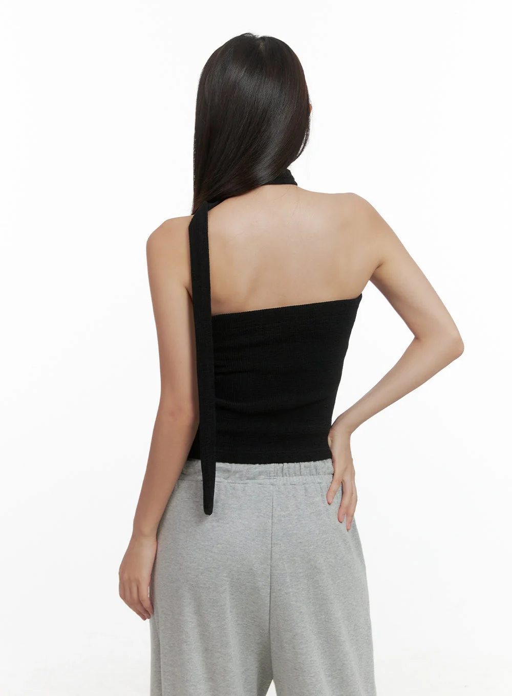 Shirred Solid Tube Crop Top and Scarf Set CO404 - Image 6