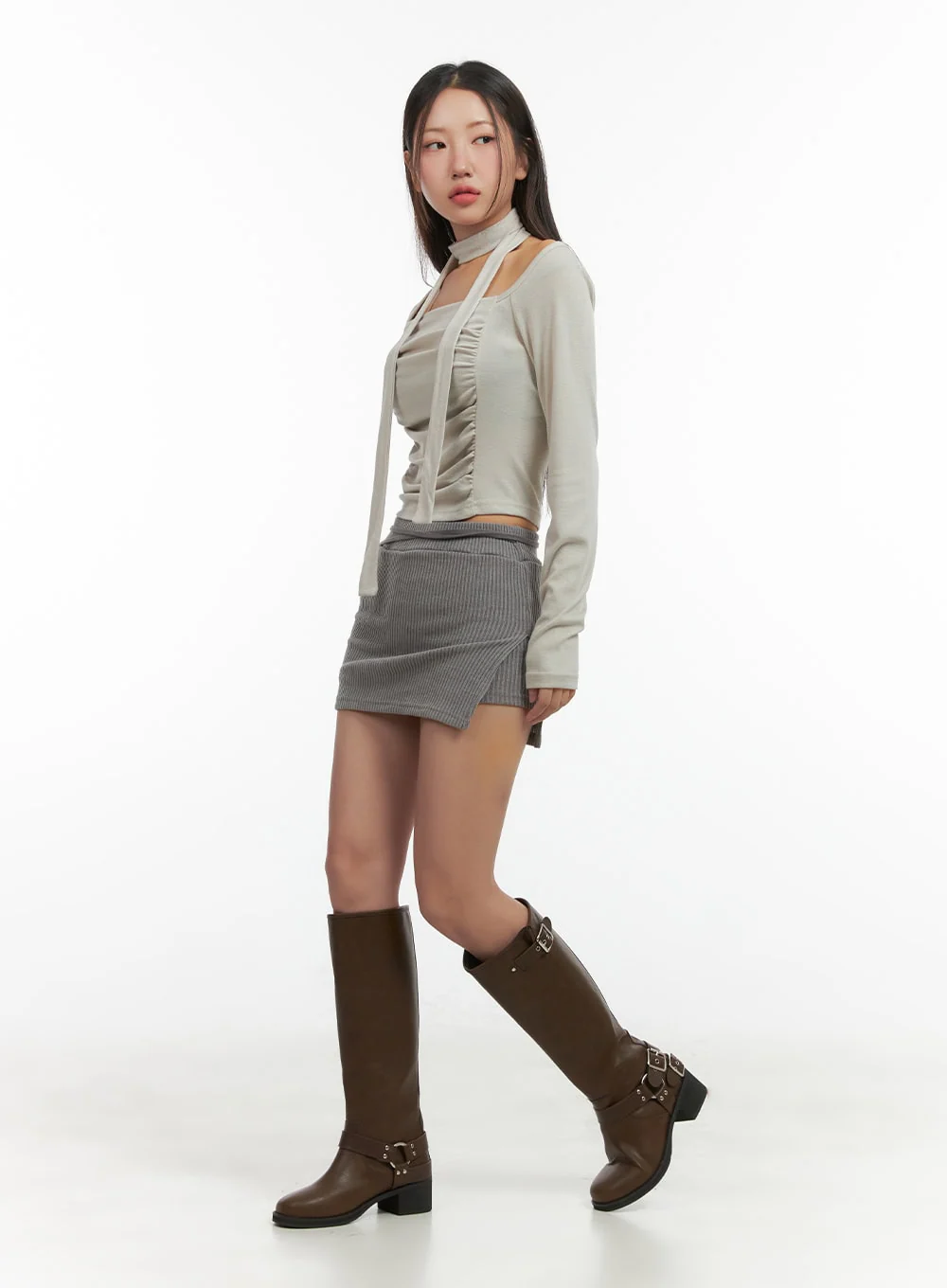 Shirred Square Neck Crop Top CO417 - Image 5