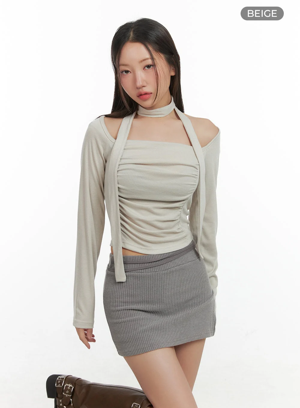 Shirred Square Neck Crop Top CO417 - Image 8