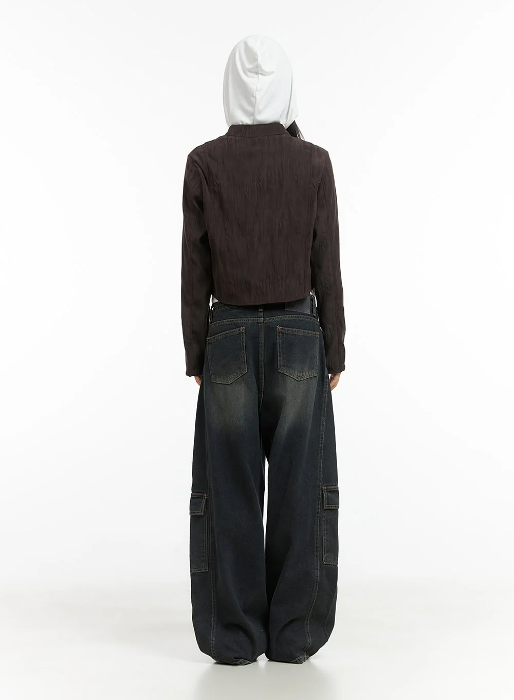Shirred Suede Slim Crop Jacket CO410 - Image 7