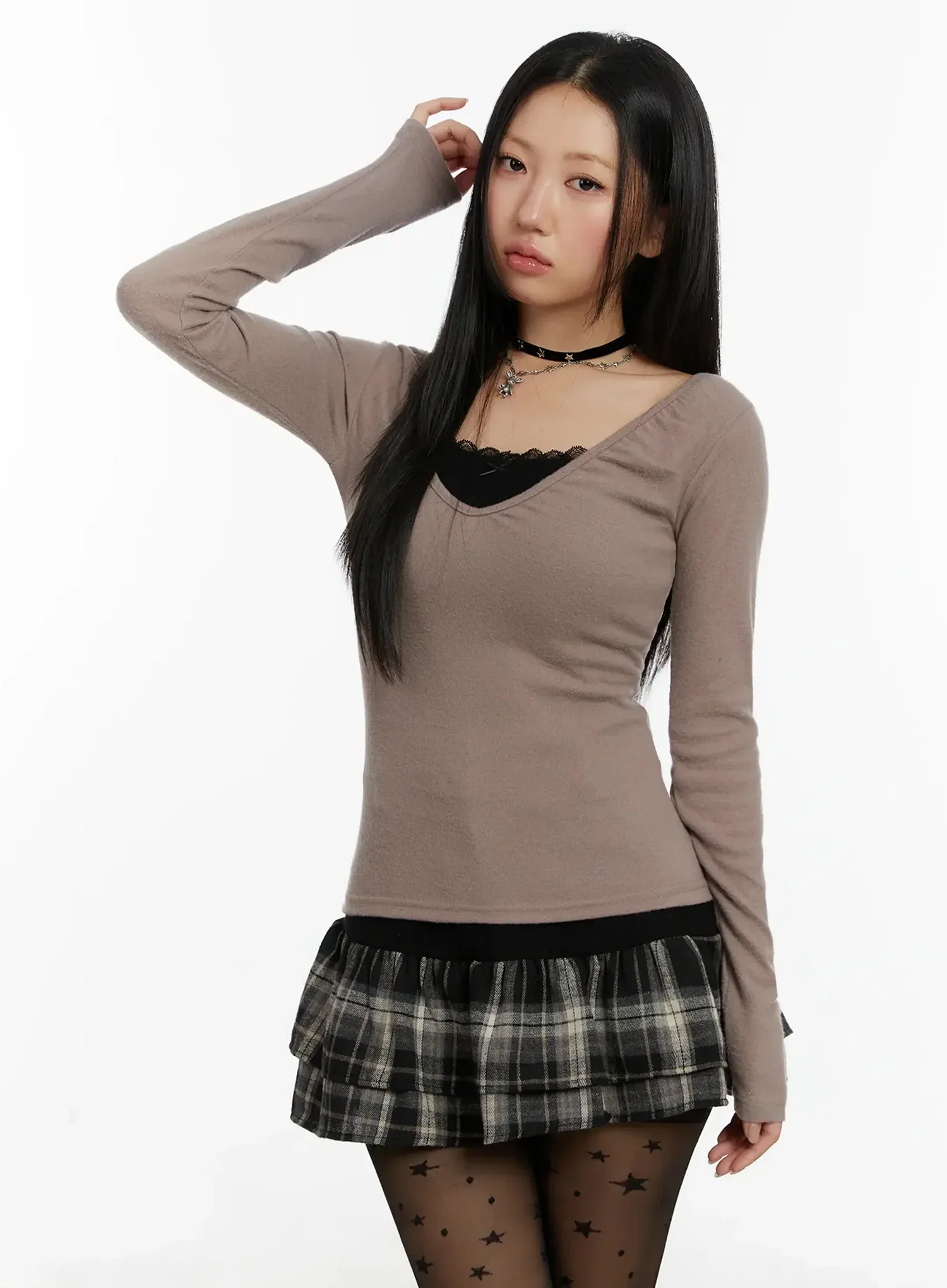 Shirred V-Neck Top ID525 - Image 7