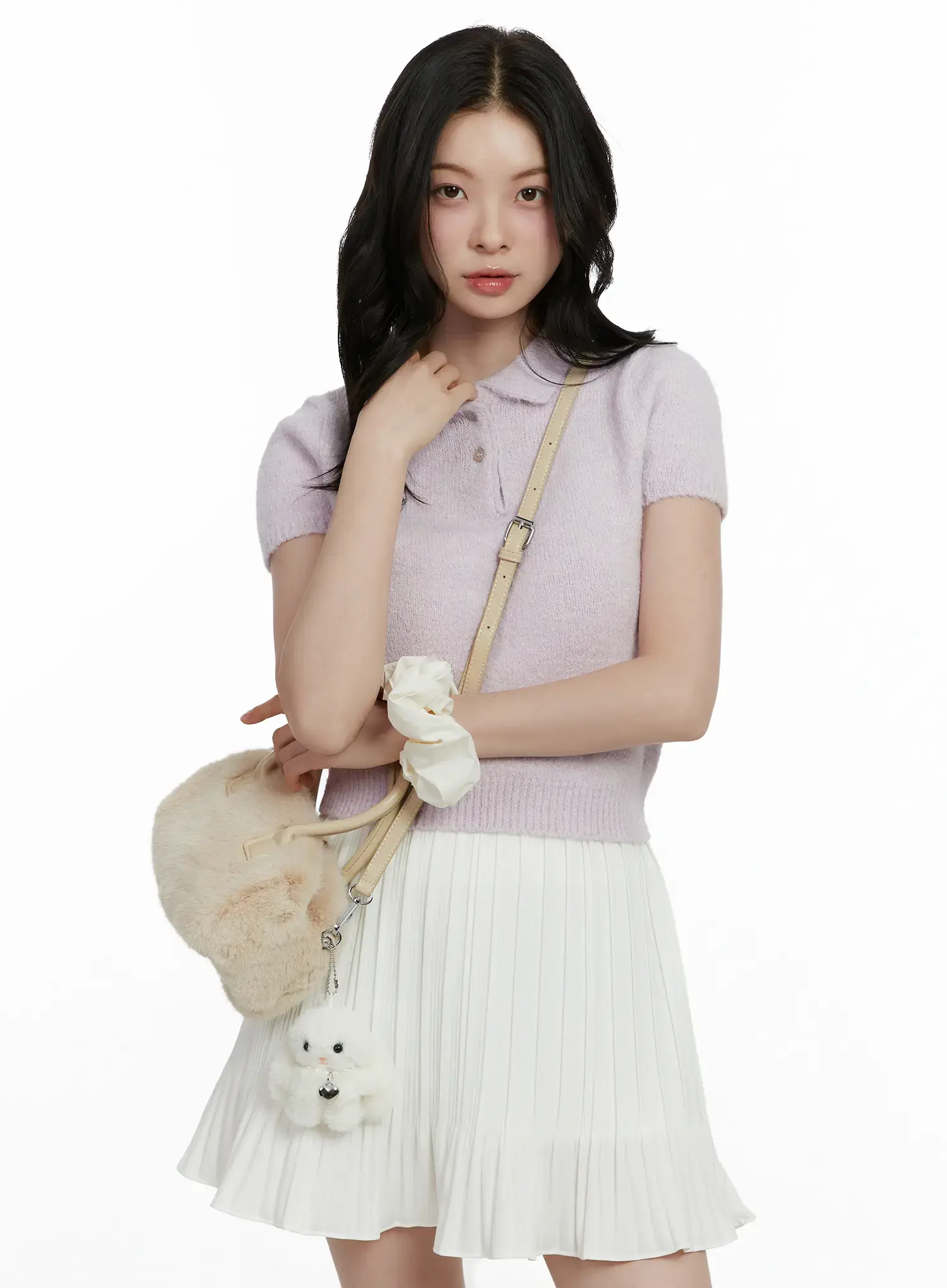 Short Sleeve Collar Knit Top F502