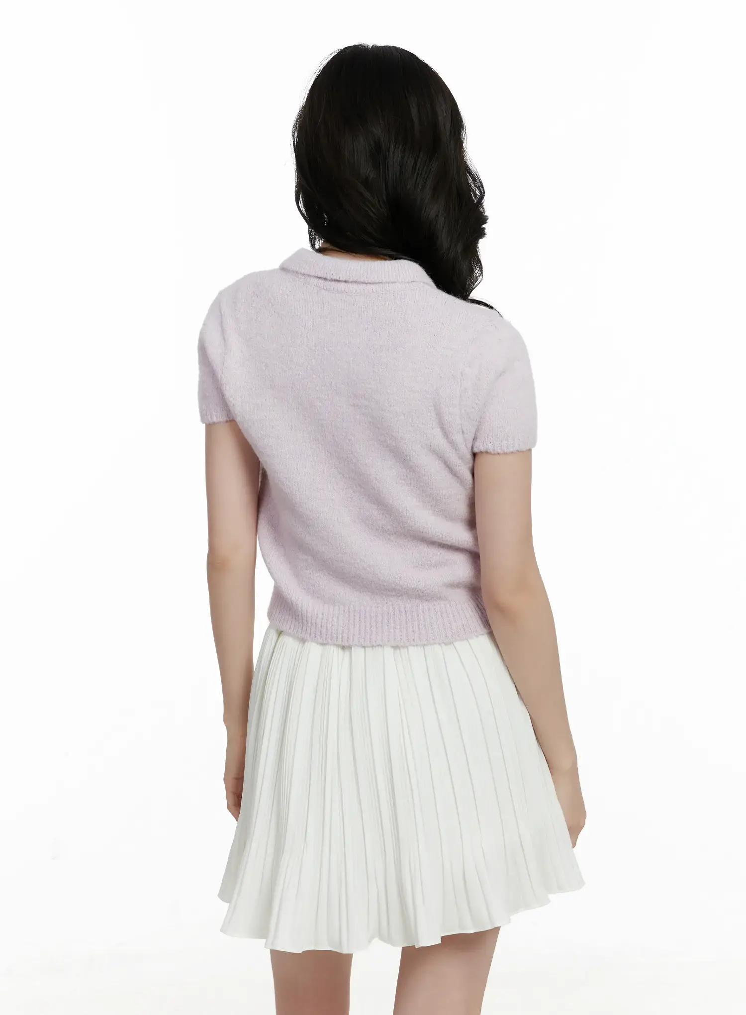 Short Sleeve Collar Knit Top F502 - Image 9