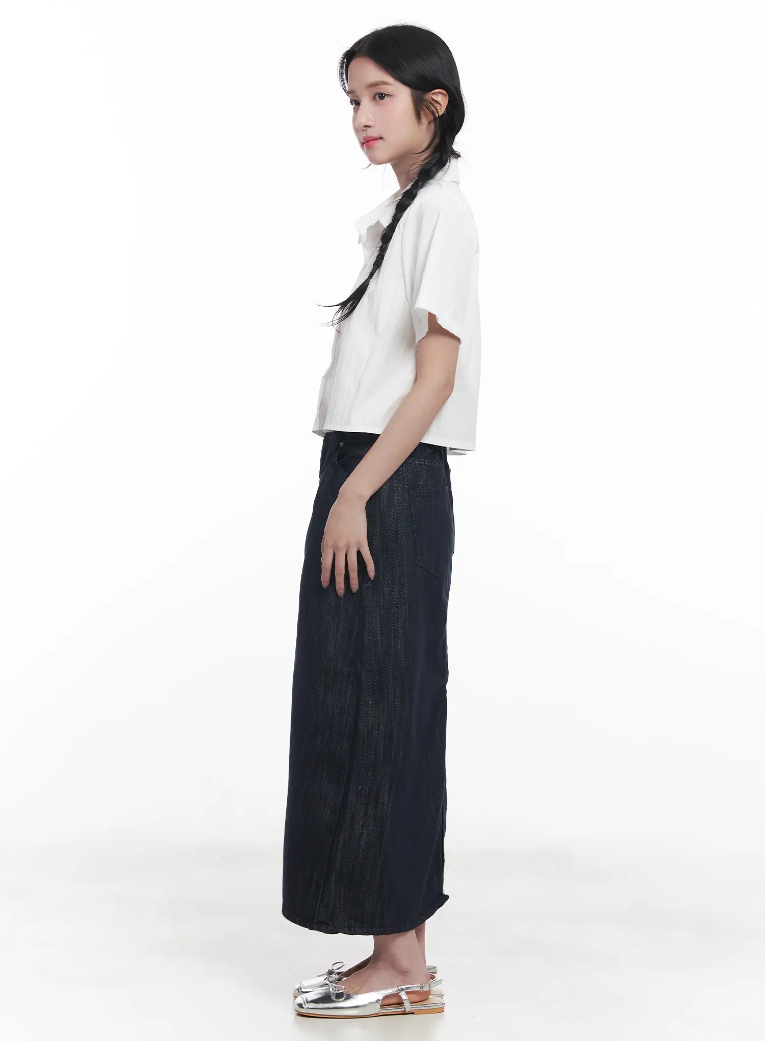 Short-Sleeve Cropped Collared Shirt CU525 - Image 6