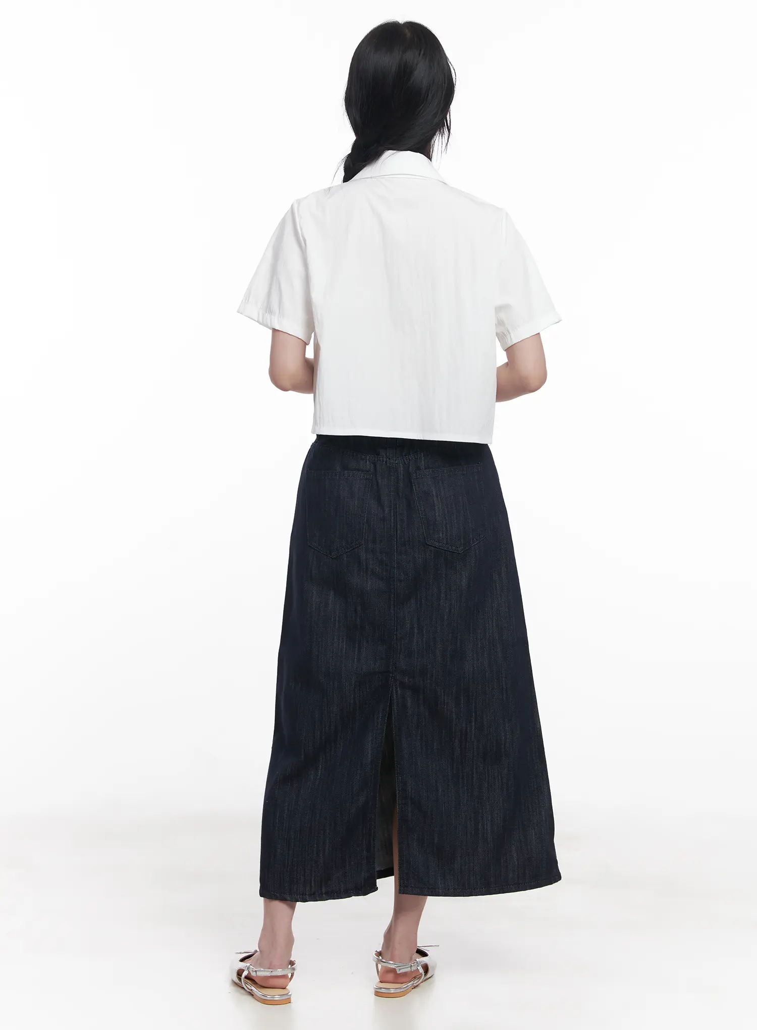 Short-Sleeve Cropped Collared Shirt CU525 - Image 8