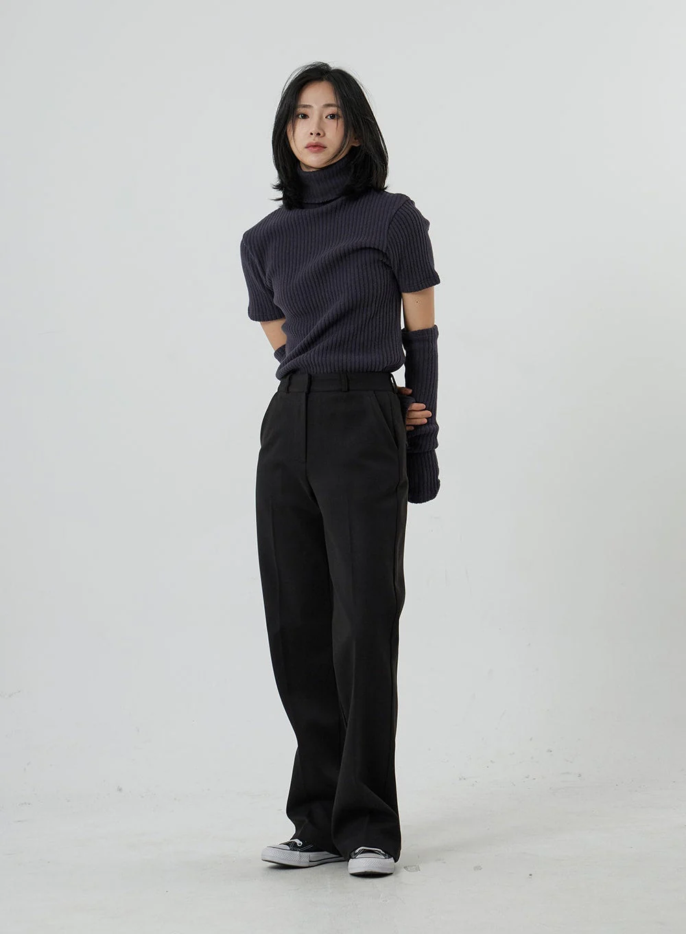 Short Sleeve Knit Turtleneck And Warmer Set OD13 - Image 9