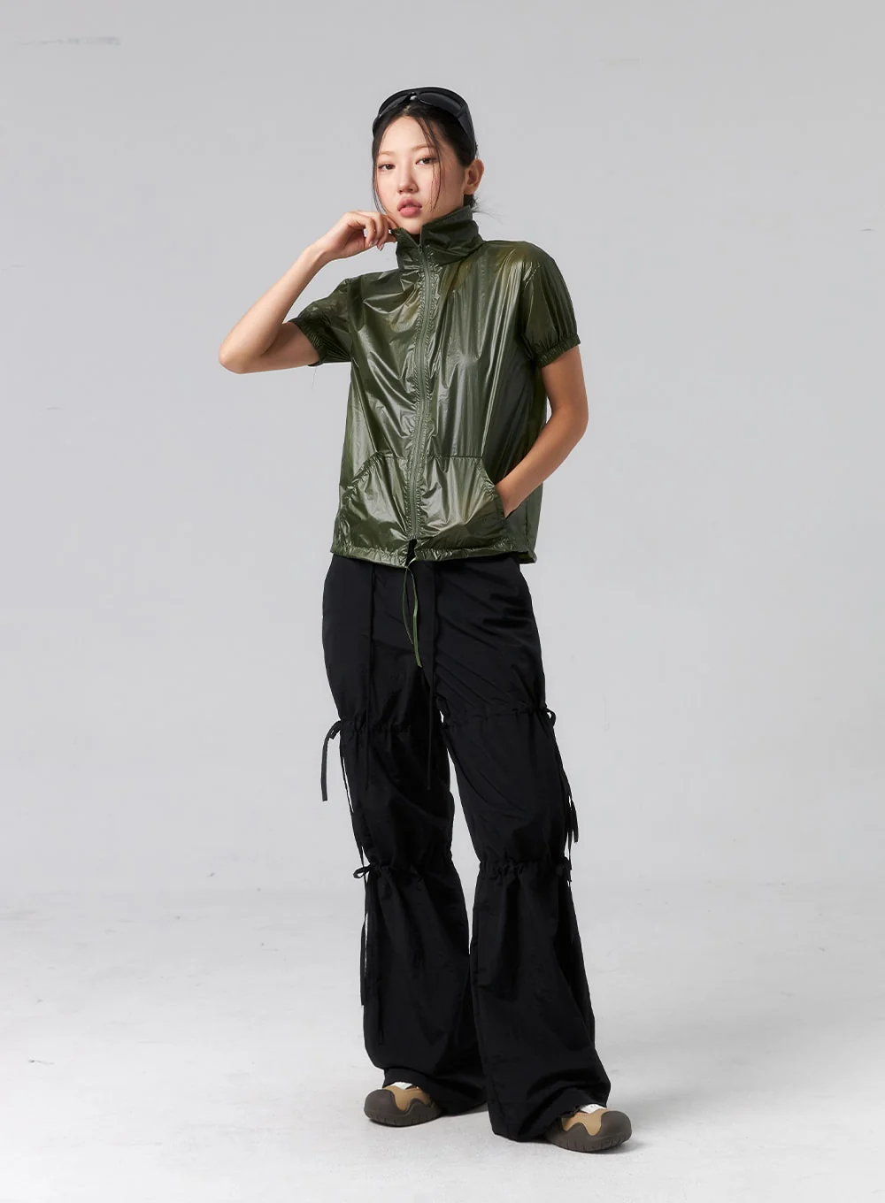 Short Sleeve Nylon Zip-Up CL319 - Image 10