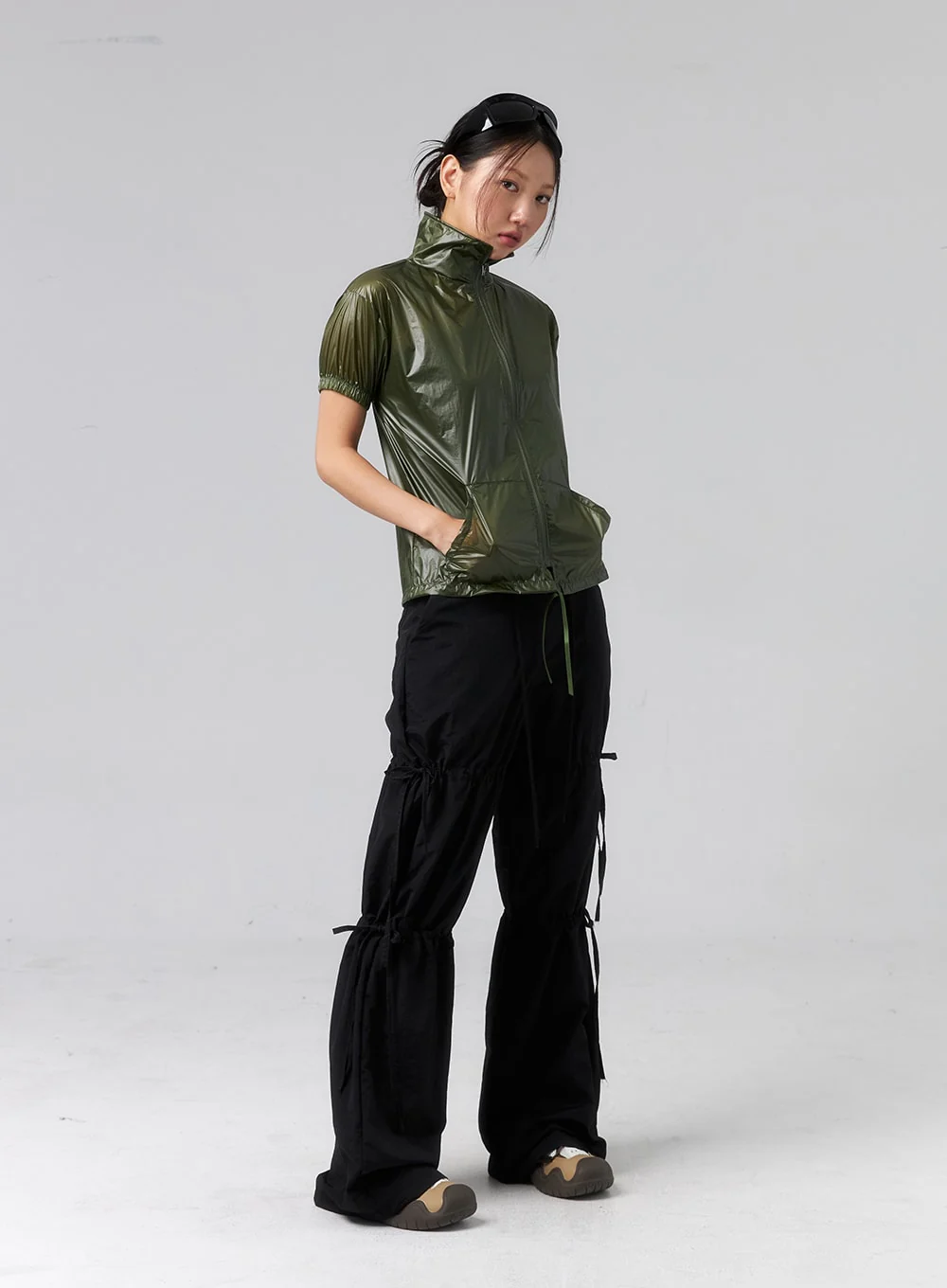 Short Sleeve Nylon Zip-Up CL319 - Image 4