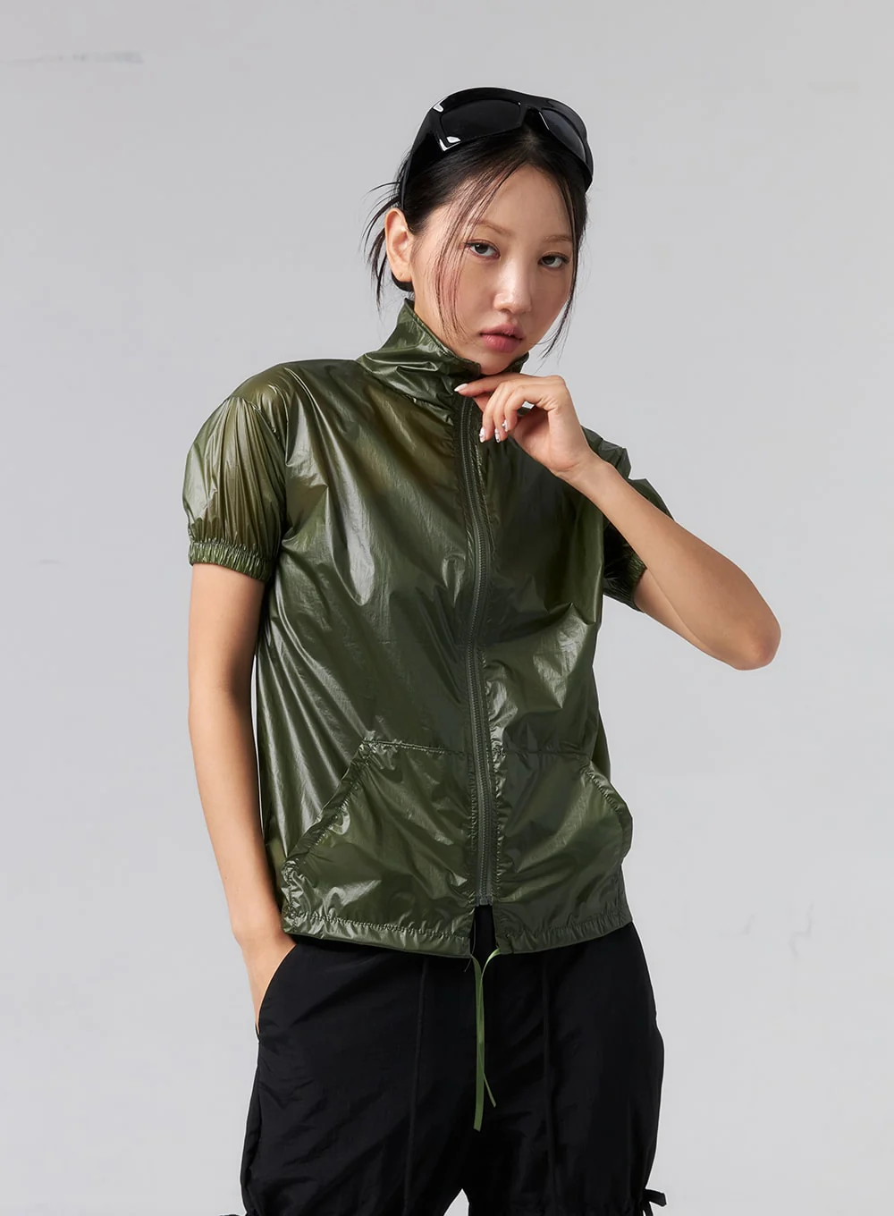 Short Sleeve Nylon Zip-Up CL319 - Image 9
