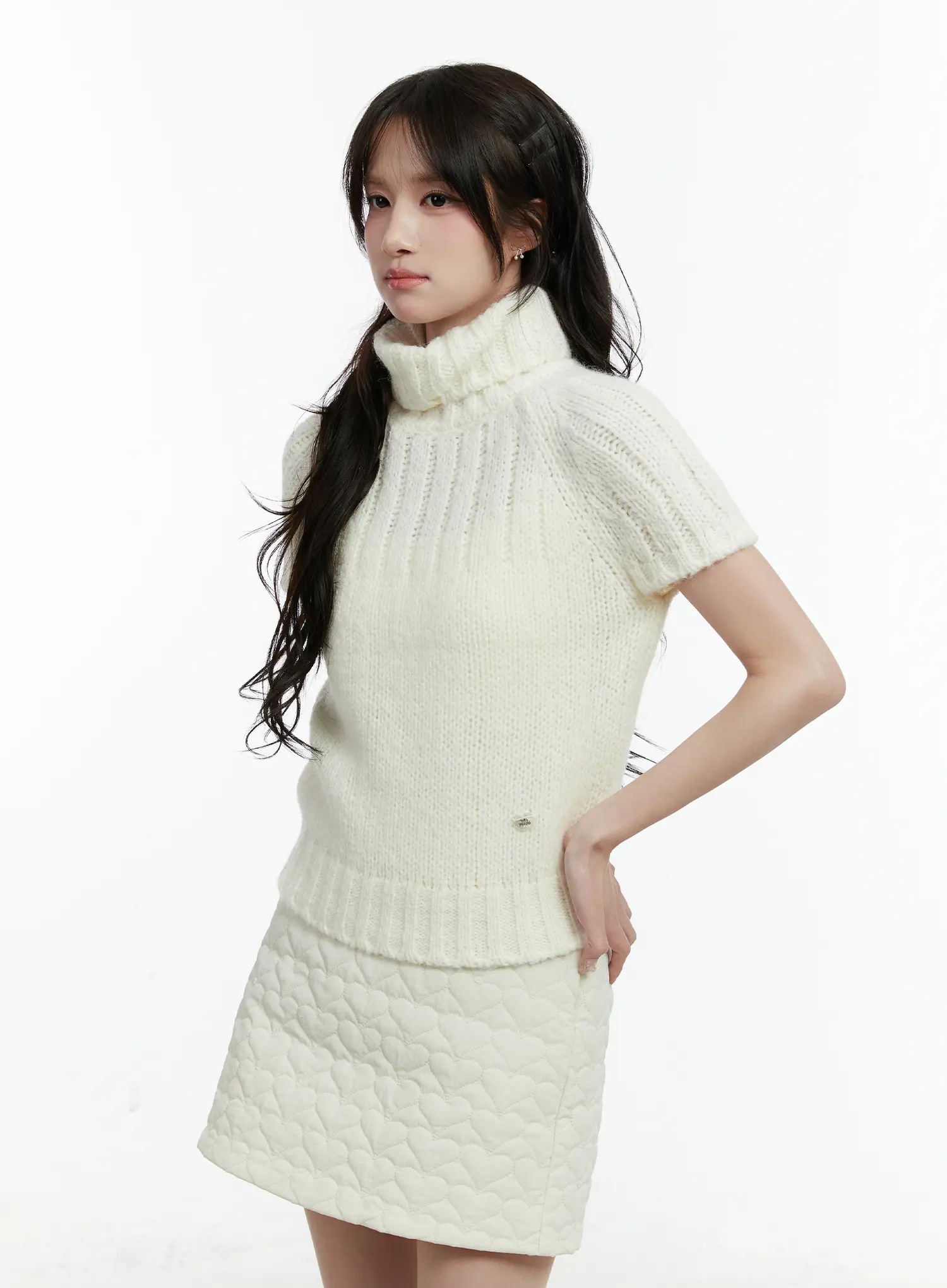 Short Sleeve Turtleneck Knit Top CD523 - Image 8