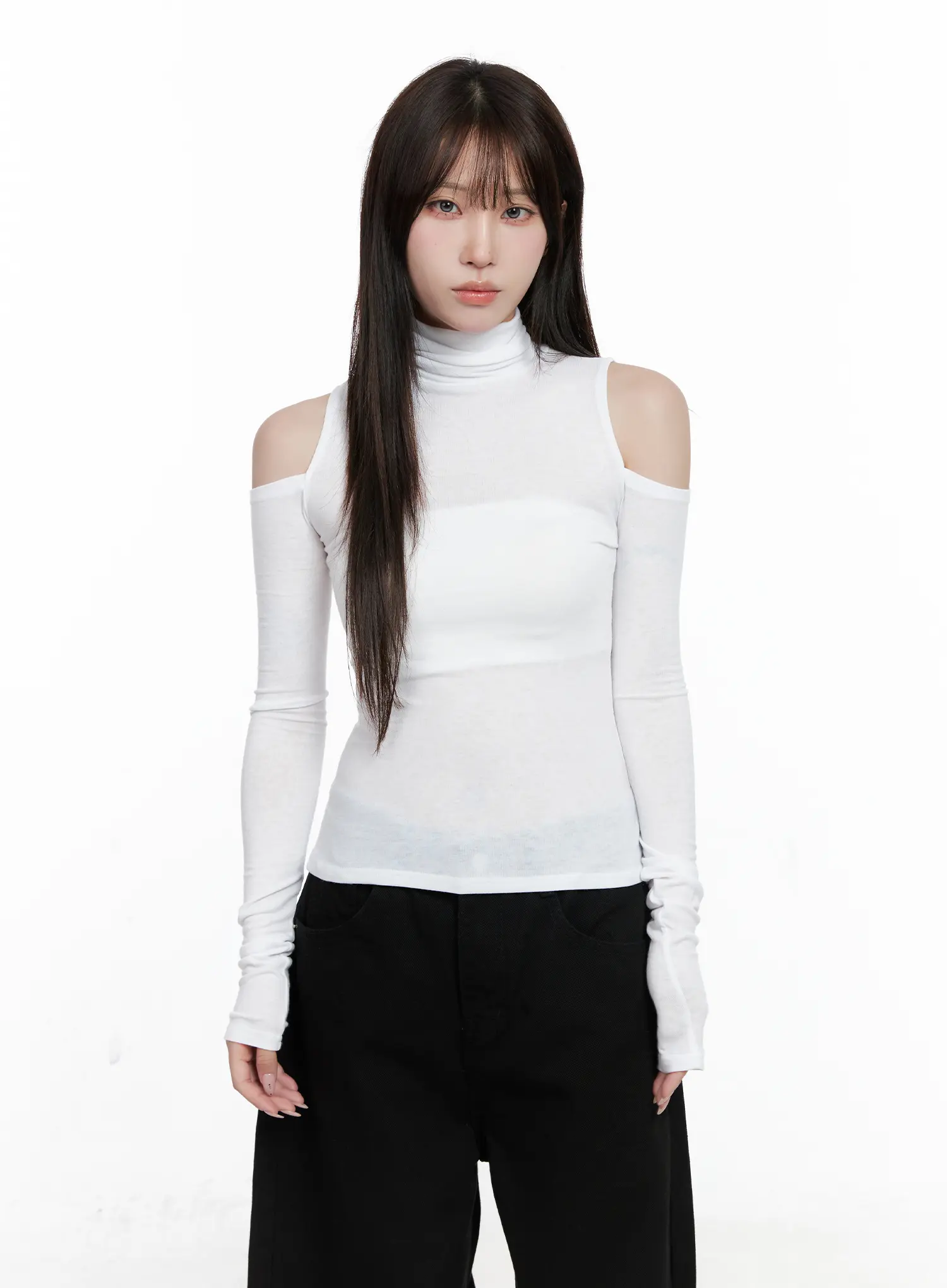 Shoulder Cut-Out Long Sleeve Top CO521 - Image 5