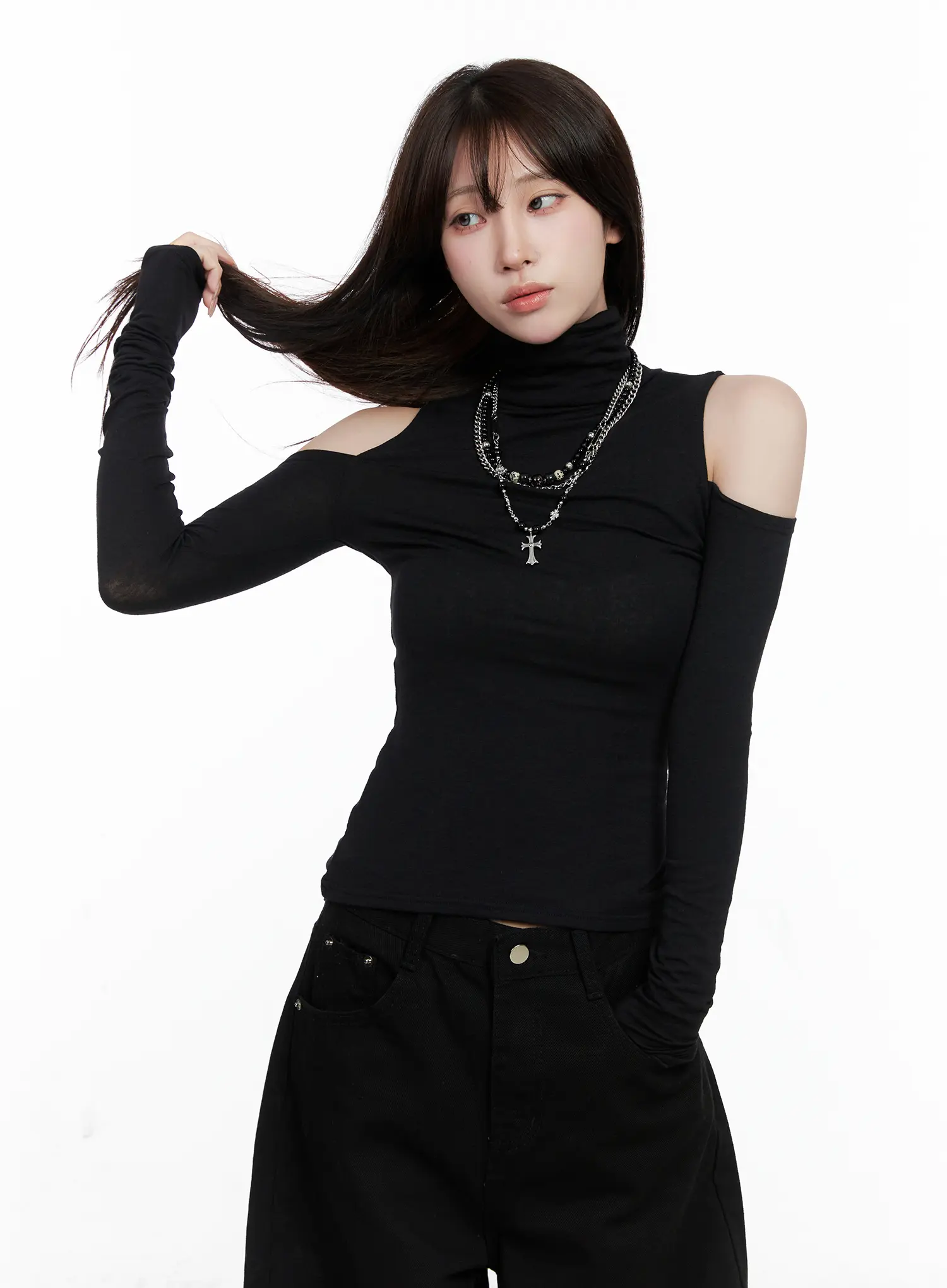 Shoulder Cut-Out Long Sleeve Top CO521 - Image 9