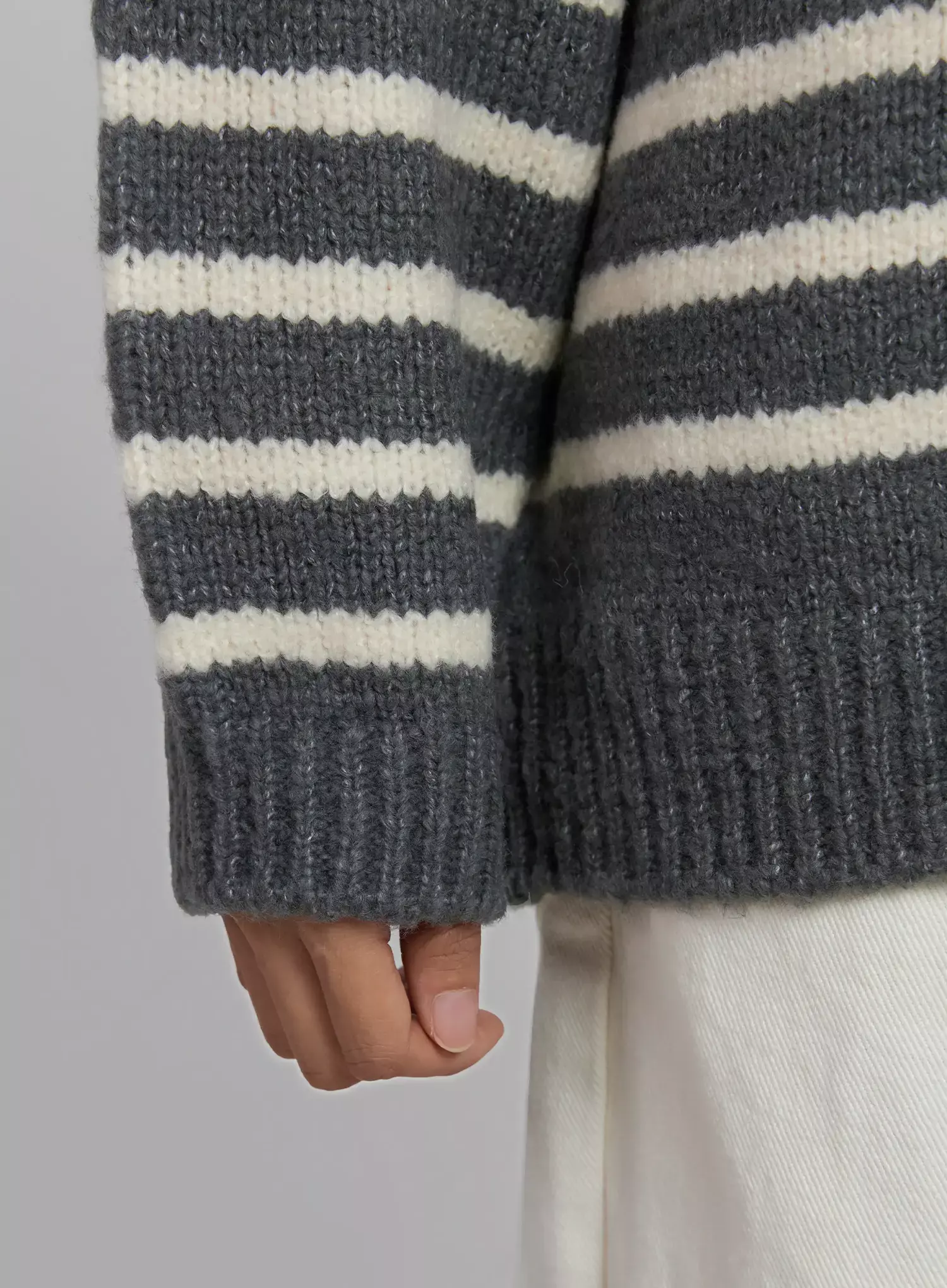 Shoulder Cutout Striped Knit Sweater ID504 - Image 7