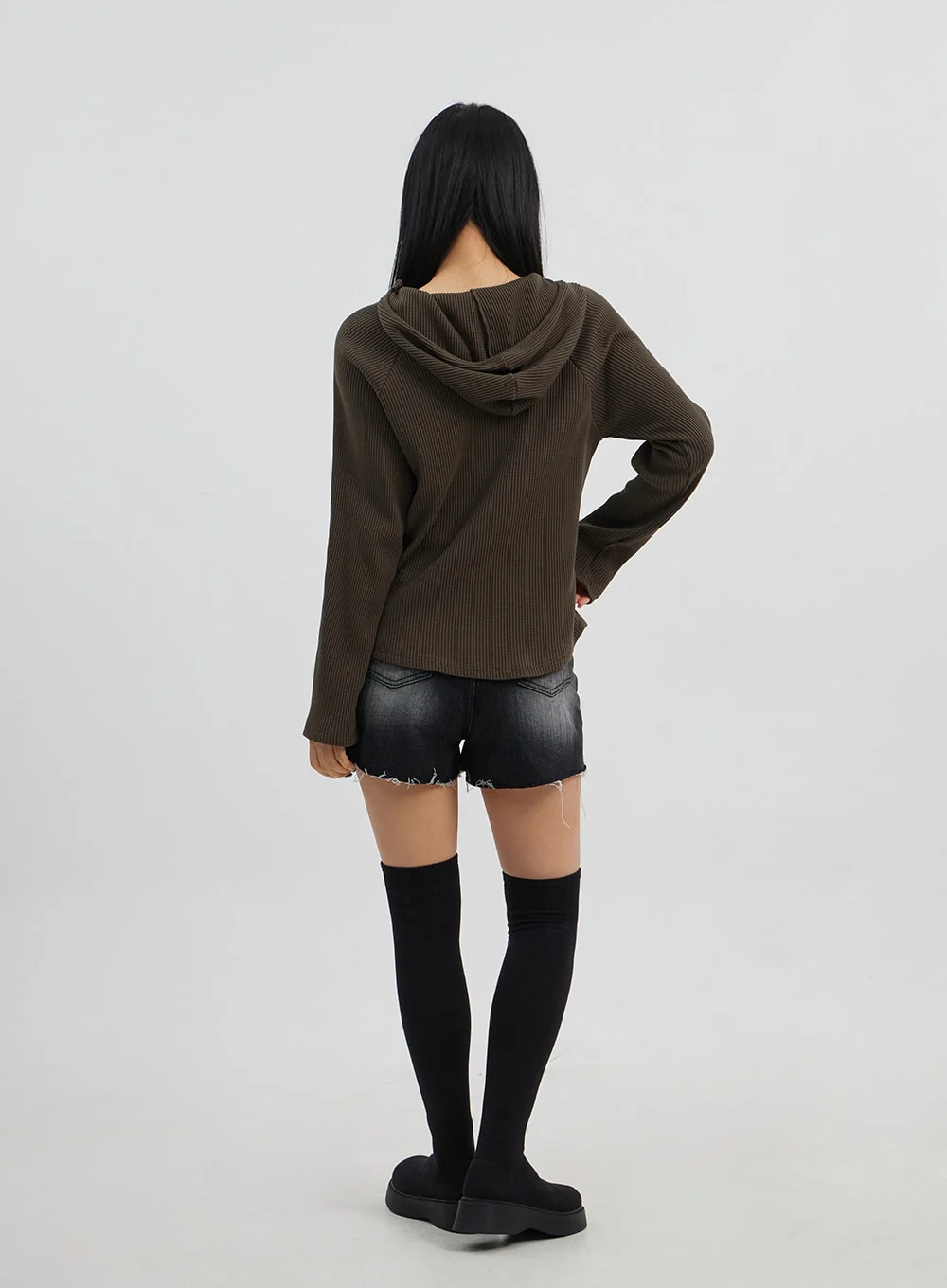 Side Button Detail Knit Hoodie CJ318 - Image 12