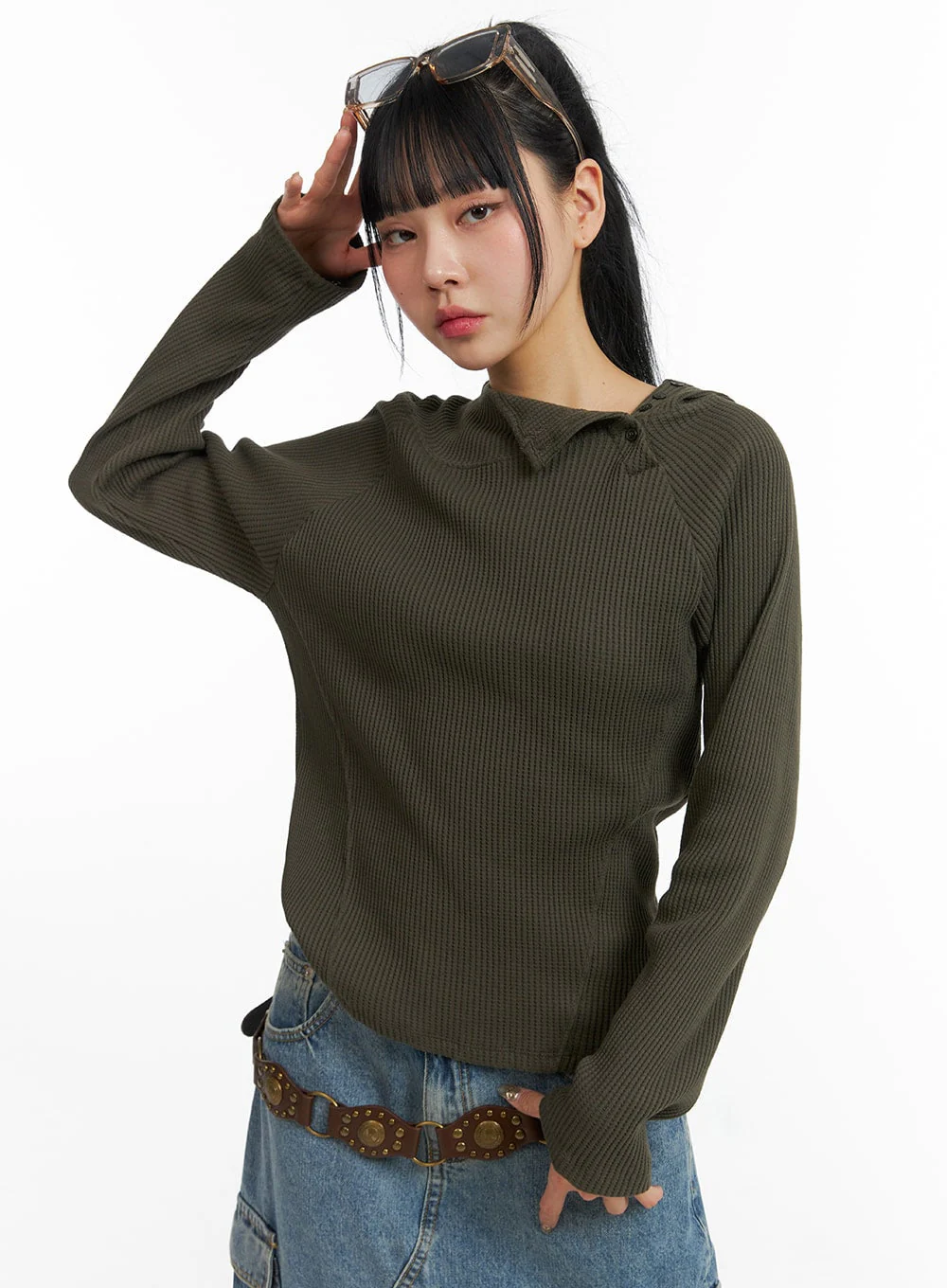 Side Button Detail Knit Hoodie CJ318 - Image 14