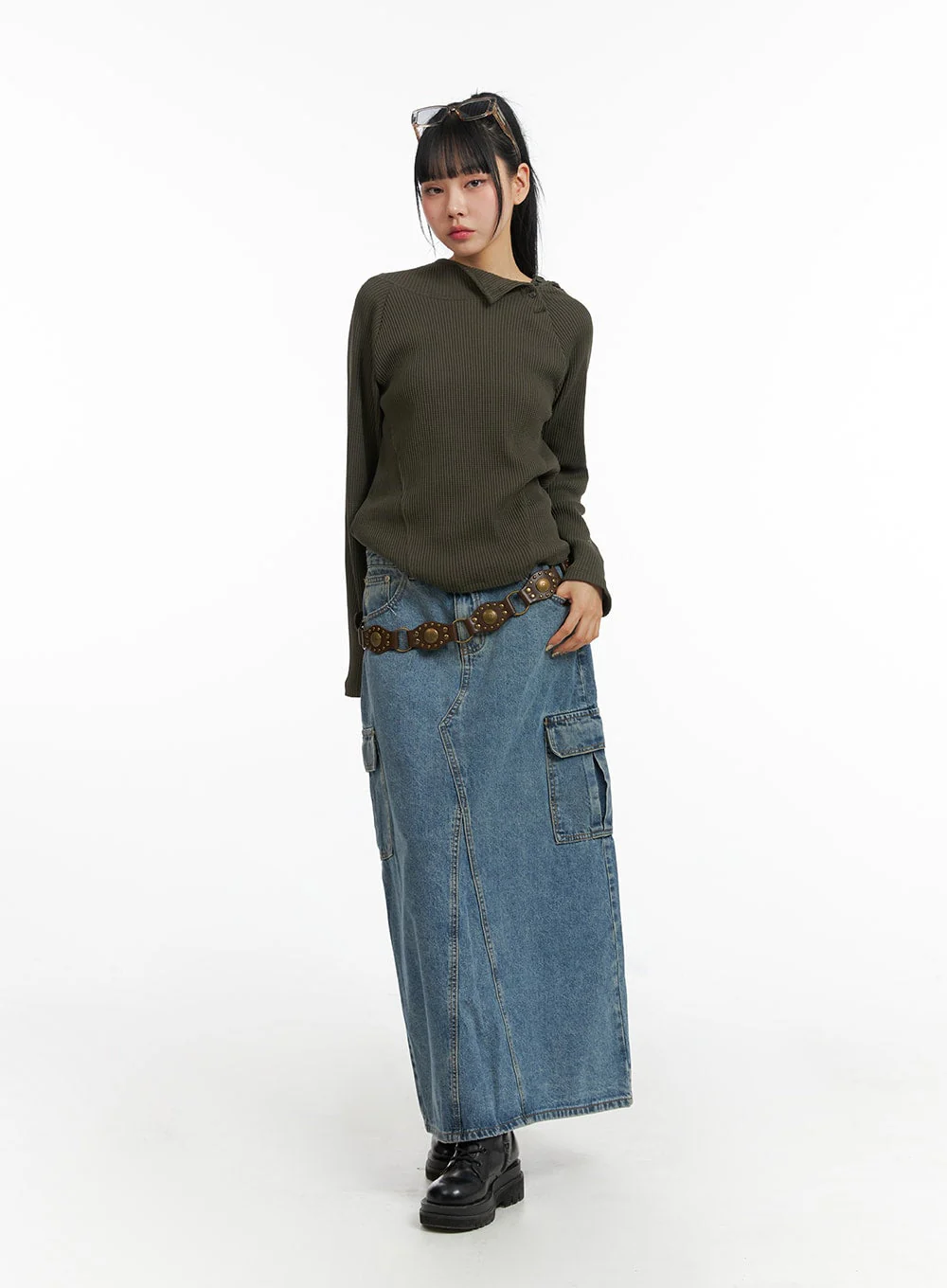 Side Button Detail Knit Hoodie CJ318 - Image 15