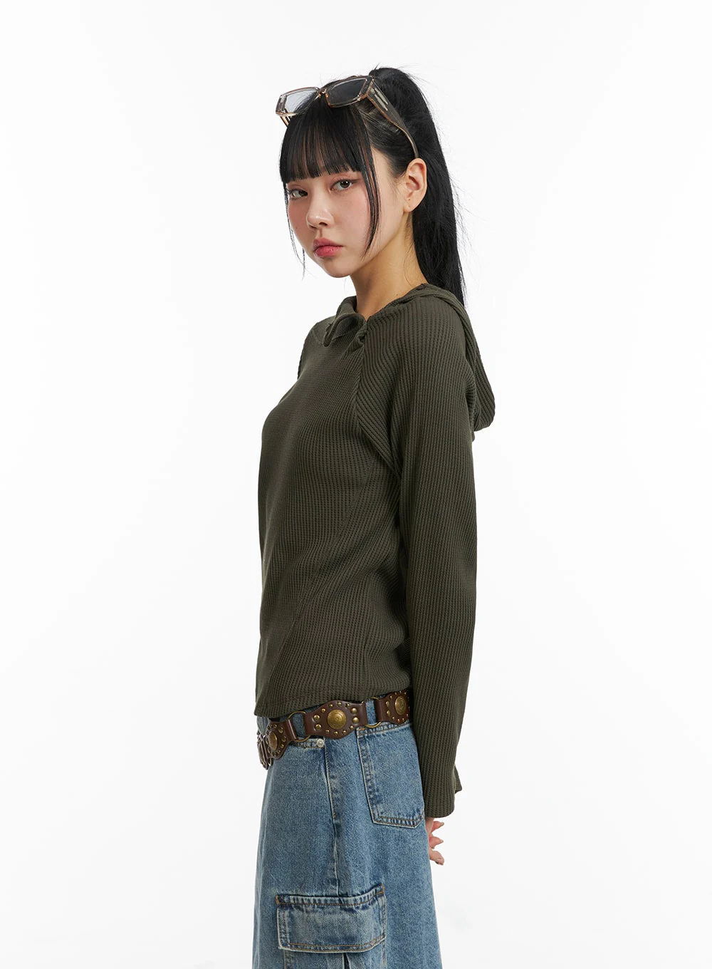 Side Button Detail Knit Hoodie CJ318 - Image 18