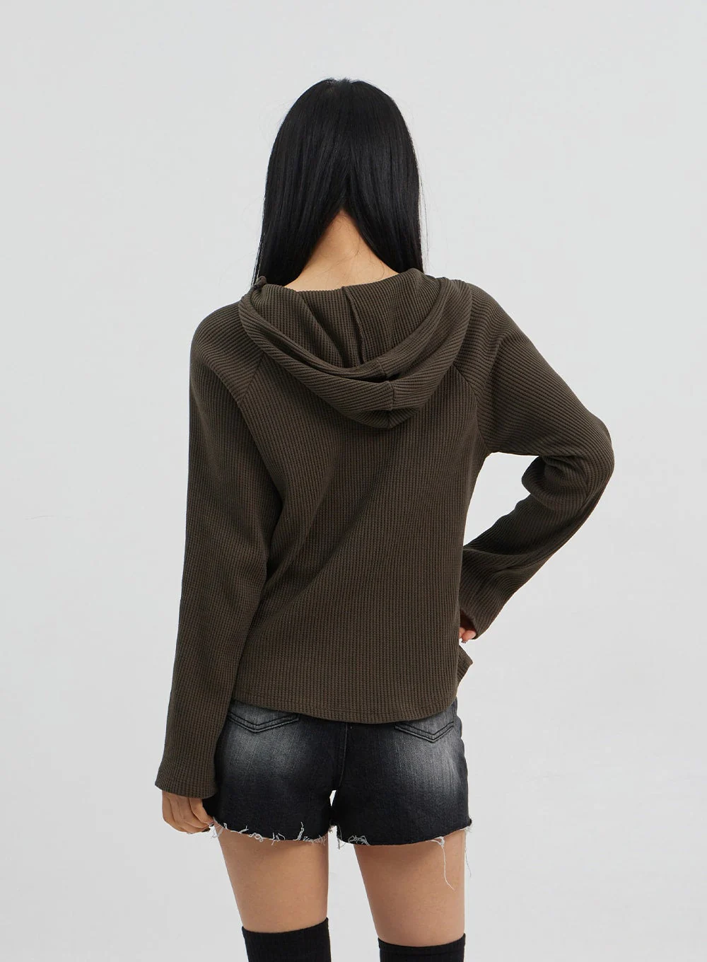 Side Button Detail Knit Hoodie CJ318 - Image 6