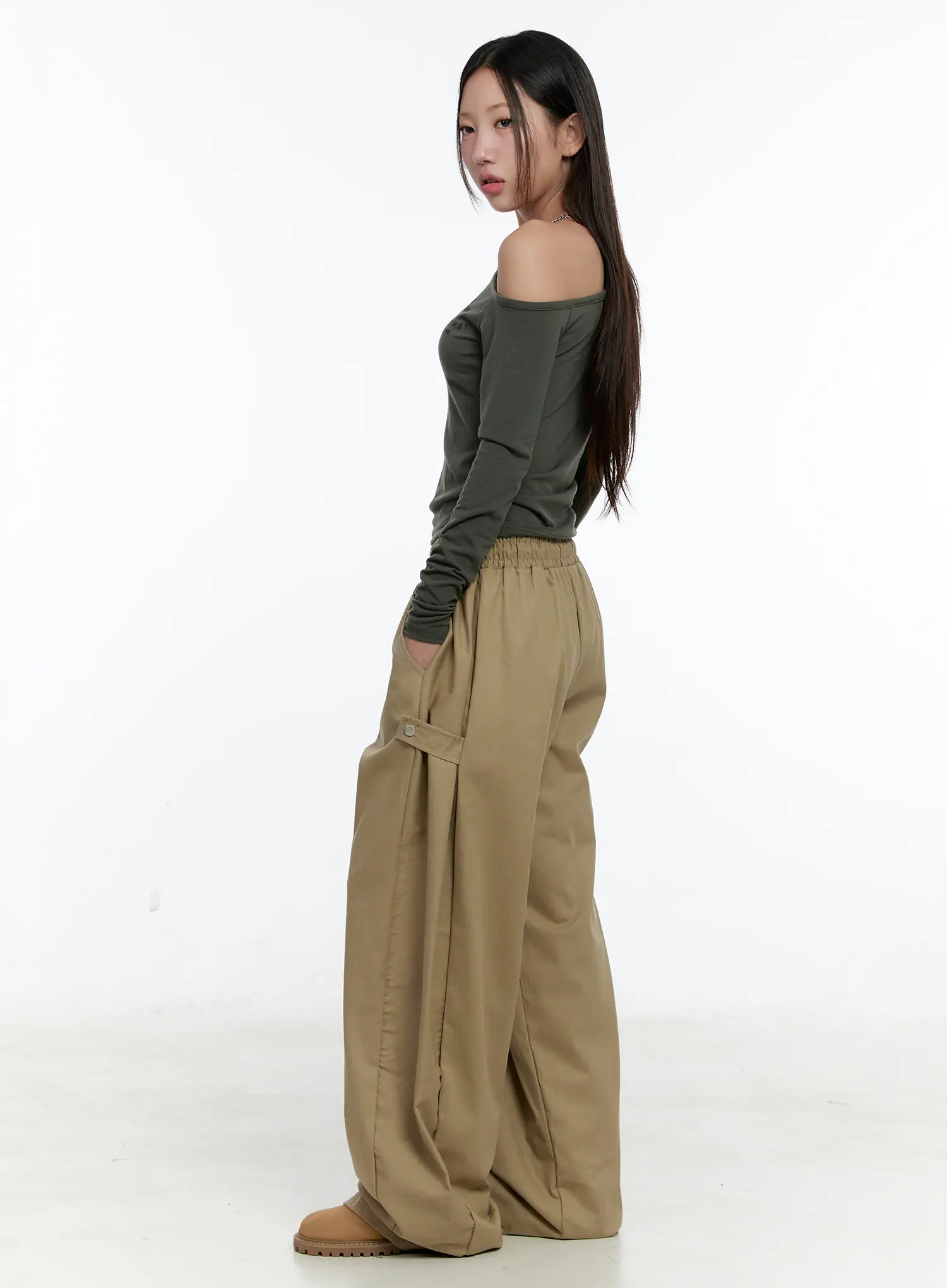 Side Button Wide Leg Pants CS517 - Image 6
