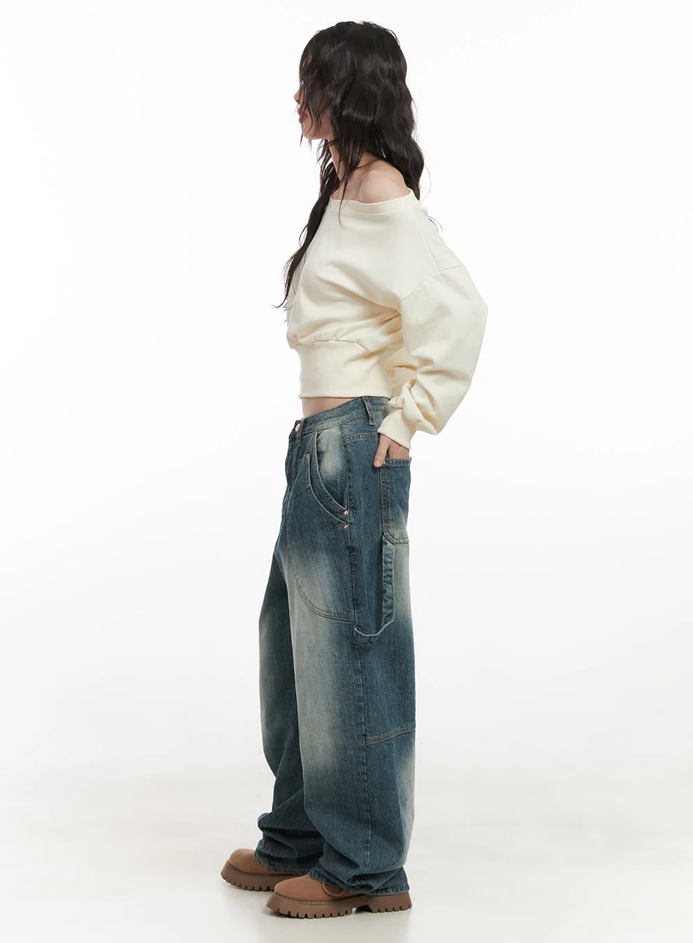 Side-Buttoned Crop Sweater CJ524 - Image 5