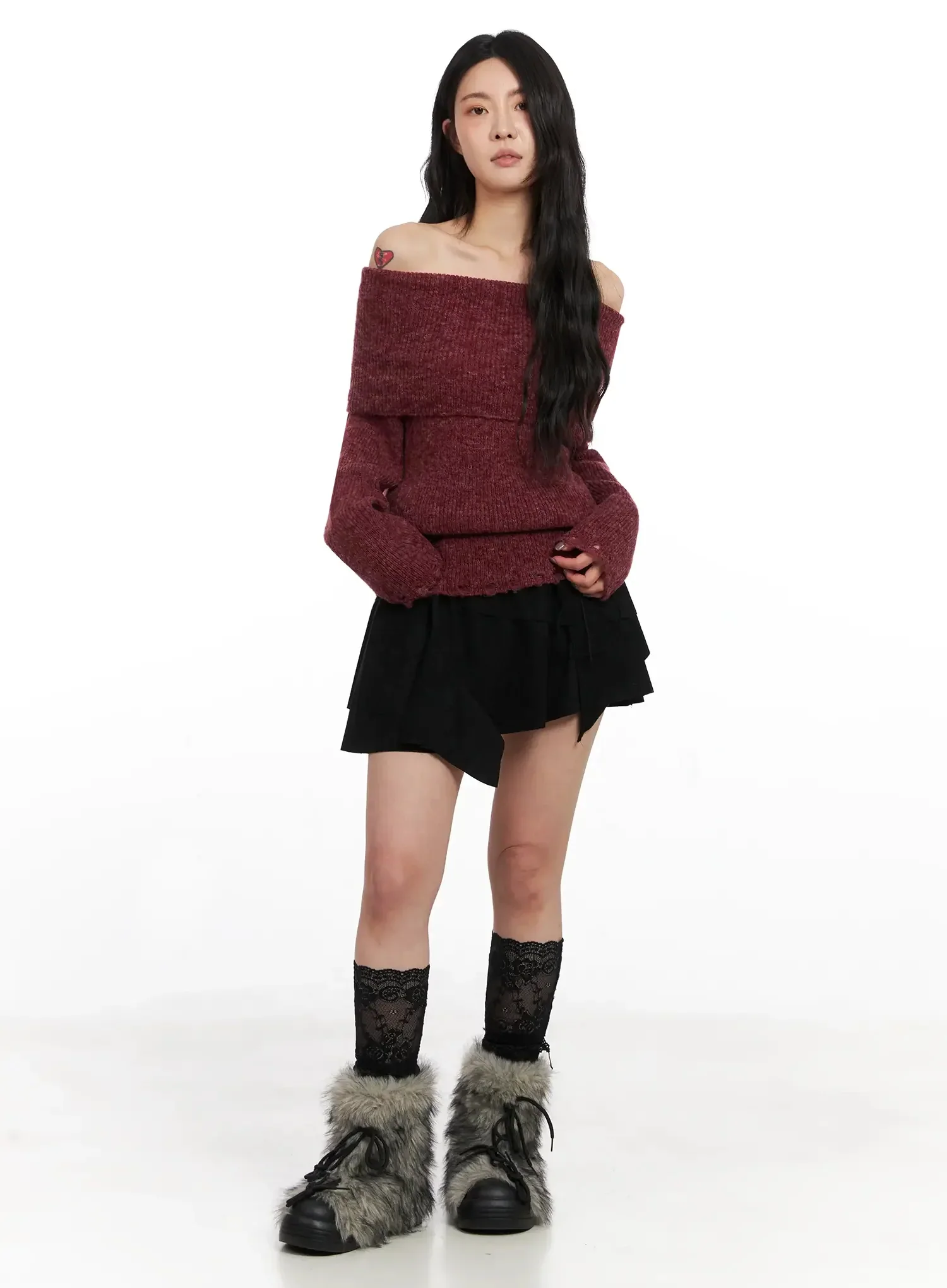 Side Lace-Up Ruffle Mini Skirt IN528 - Image 3