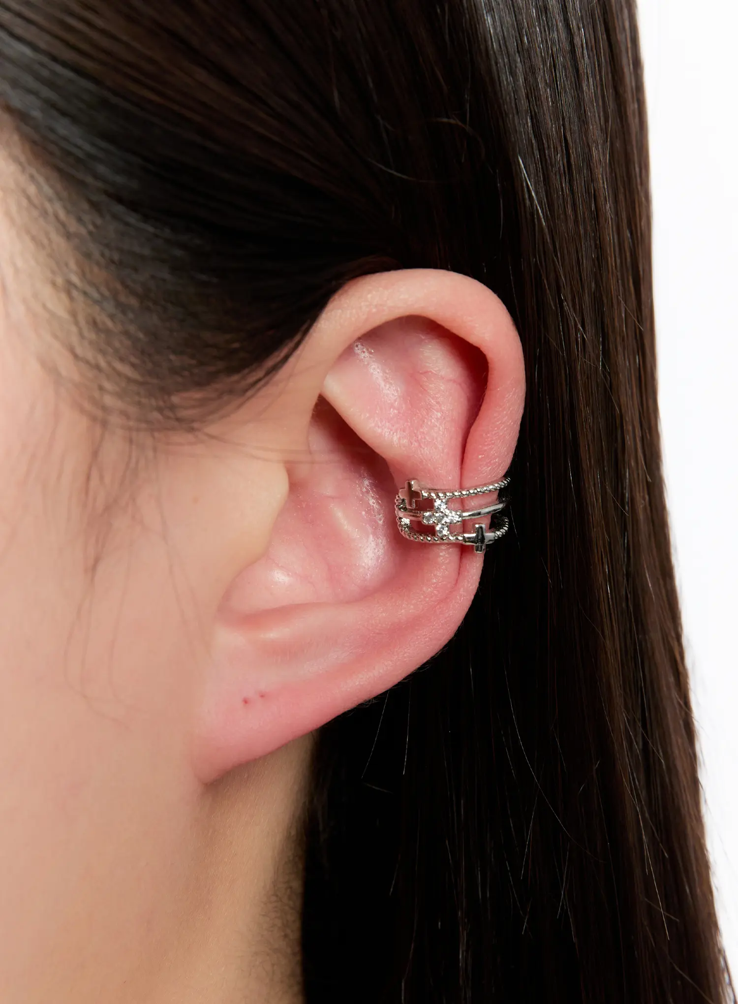 Silver Cross Ear Cuff IN528