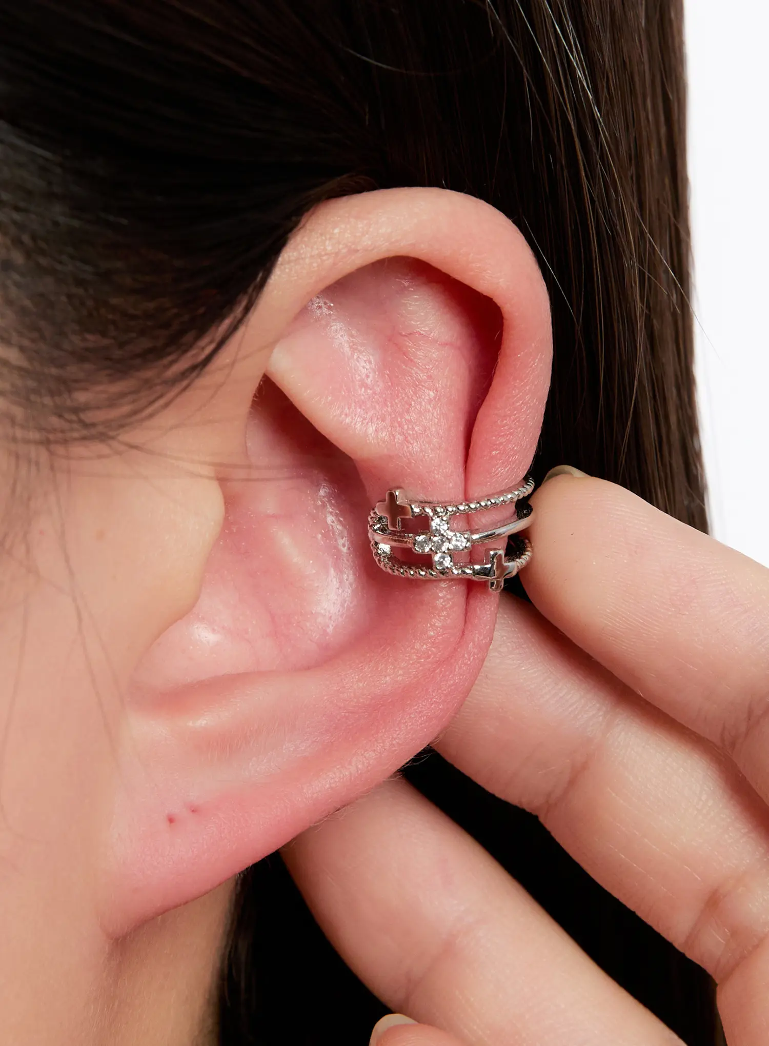 Silver Cross Ear Cuff IN528 - Image 2