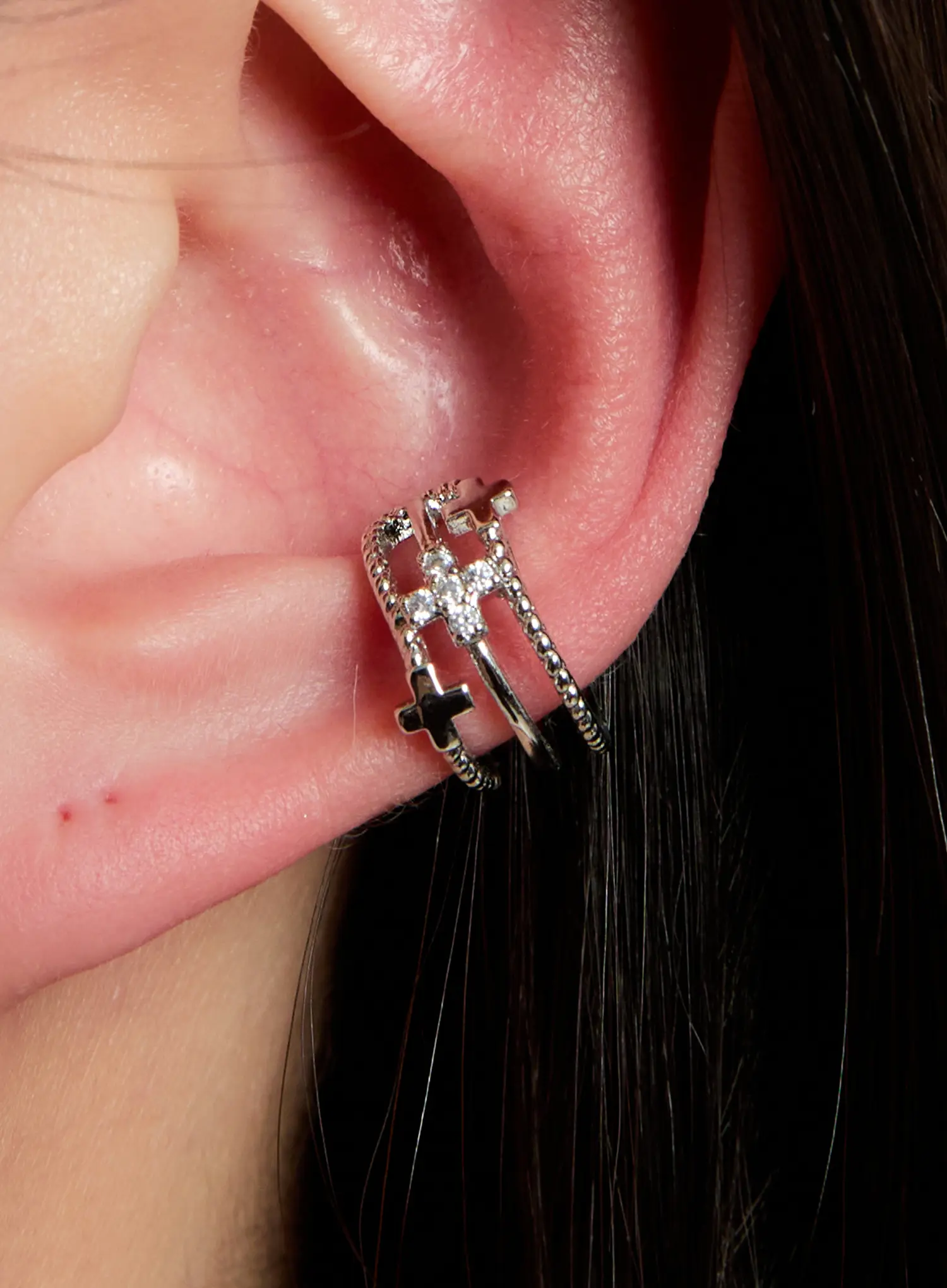 Silver Cross Ear Cuff IN528 - Image 4