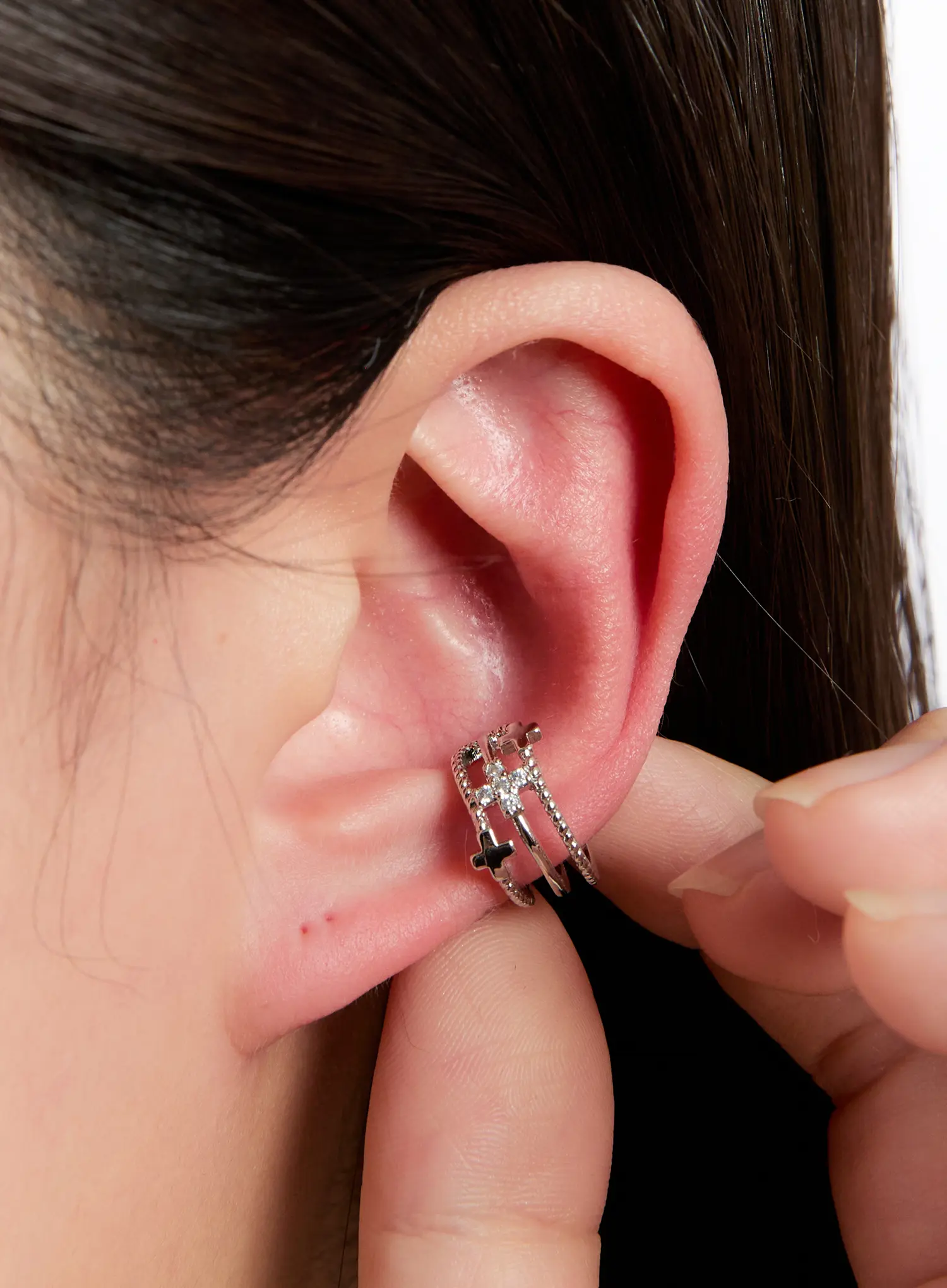 Silver Cross Ear Cuff IN528 - Image 5