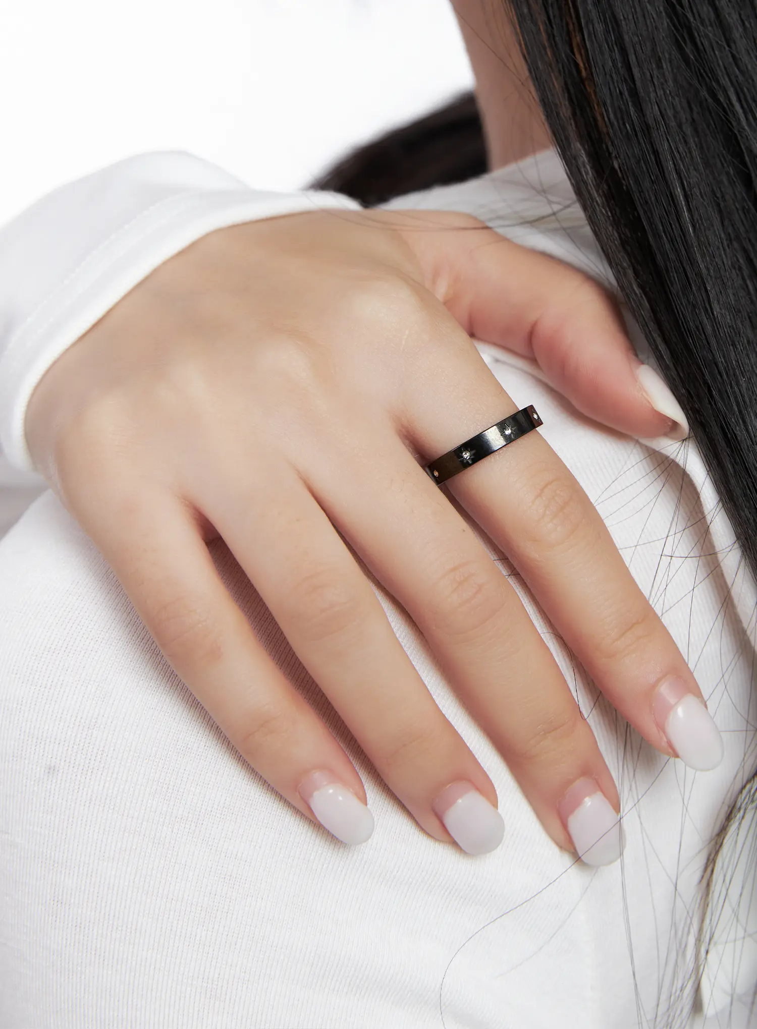 Simple Black Cubic Ring CD501