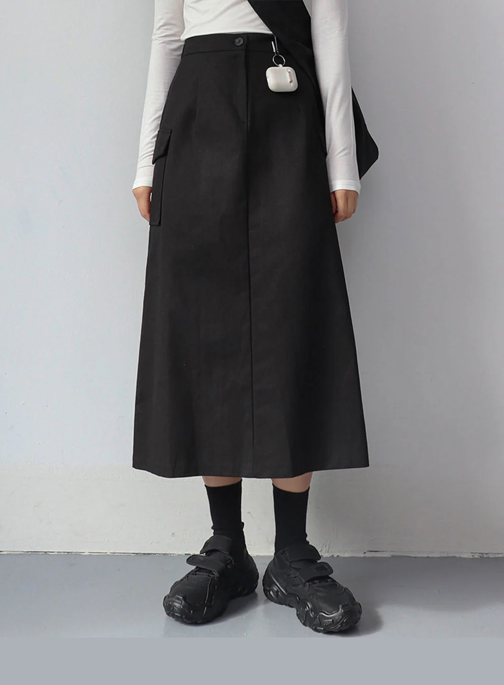 Simple High Waist Button Cargo Long Skirt CO05 - Image 2