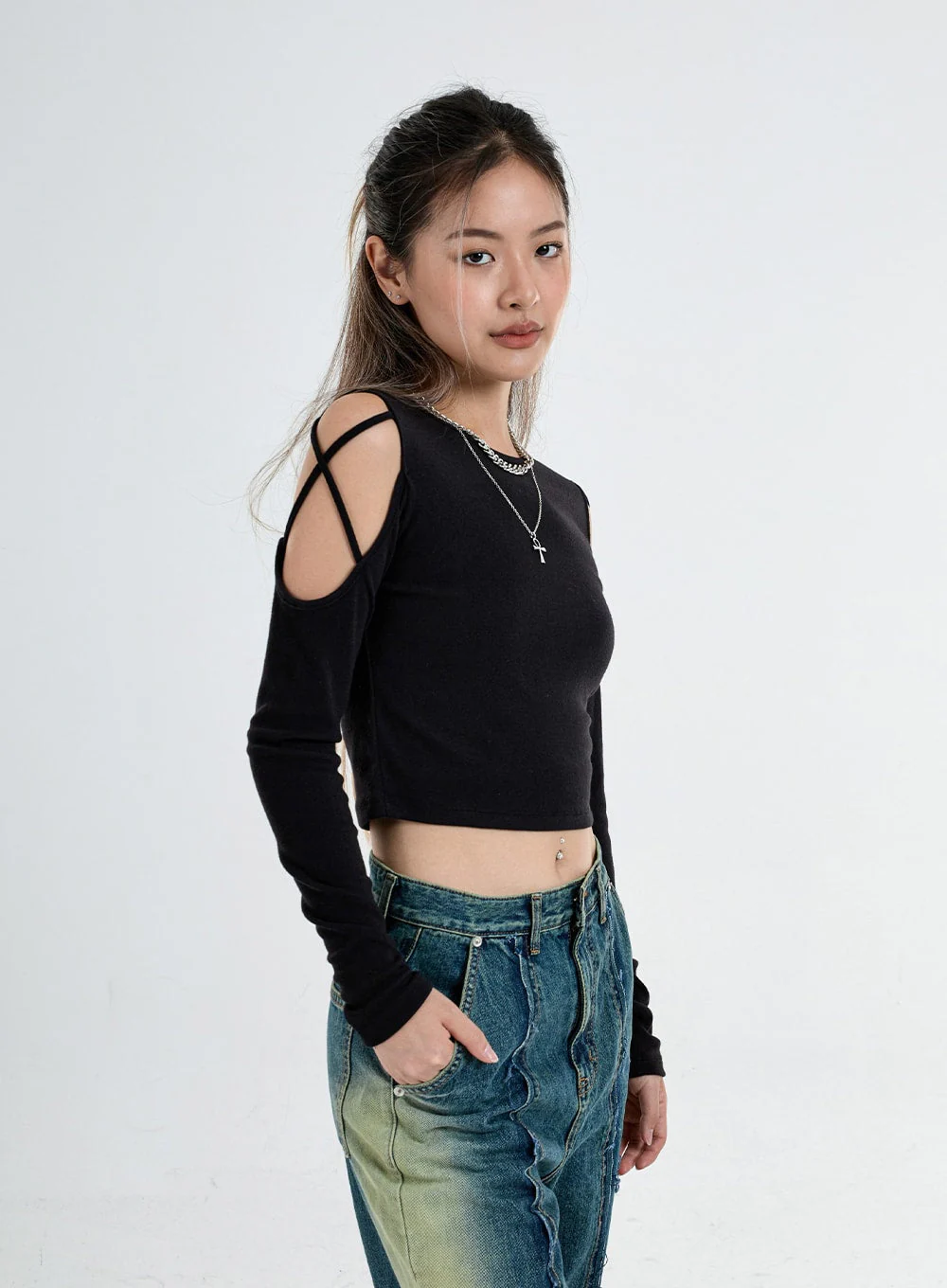 Simple Off Shoulder Crop Top CO04 - Image 5