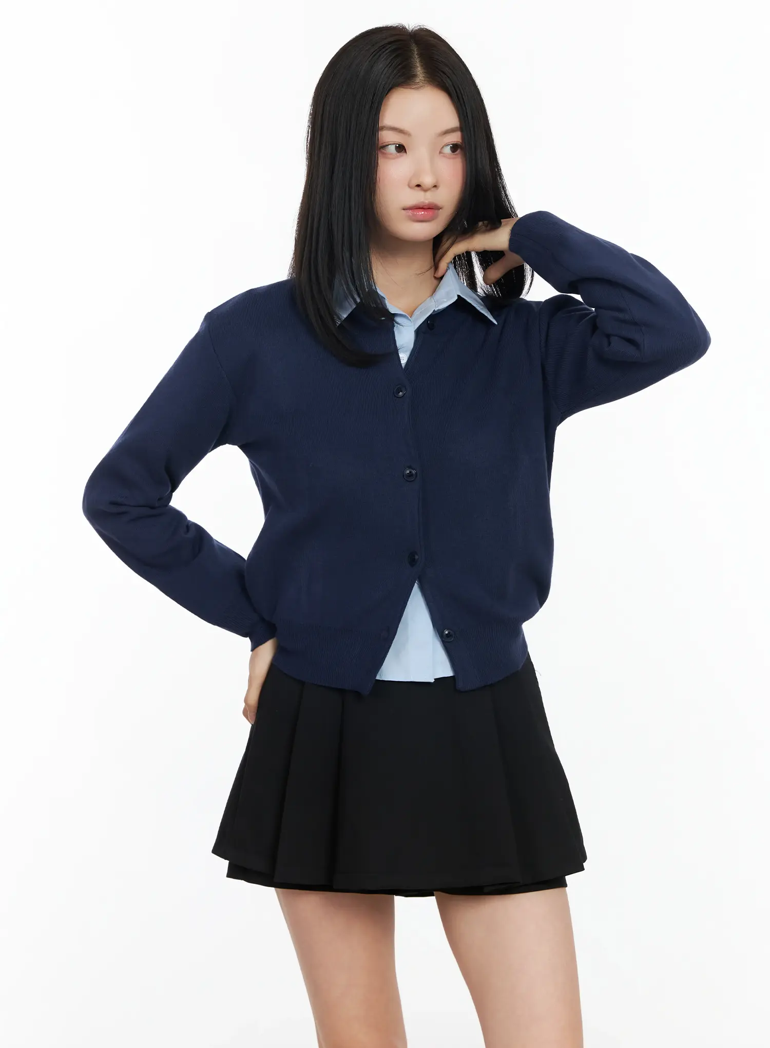 Simple Round Neck Cardigan IM524 - Image 6