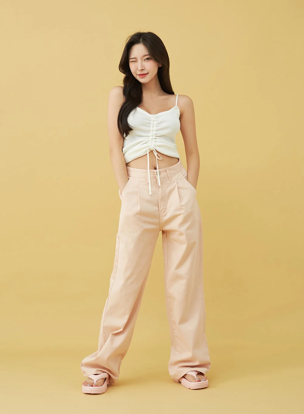 SIngle Pin-tuck Wide Cotton Pants BU13 - Image 14