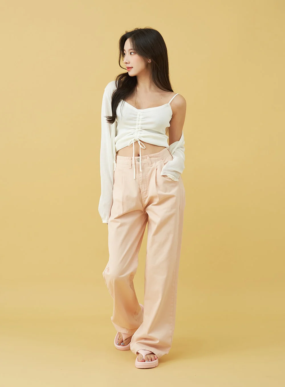 SIngle Pin-tuck Wide Cotton Pants BU13 - Image 5