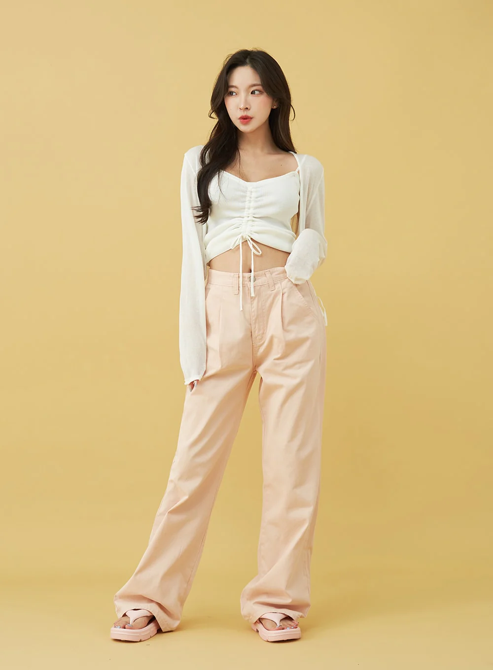 SIngle Pin-tuck Wide Cotton Pants BU13 - Image 6