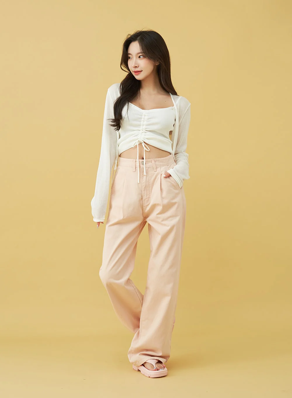 SIngle Pin-tuck Wide Cotton Pants BU13 - Image 8