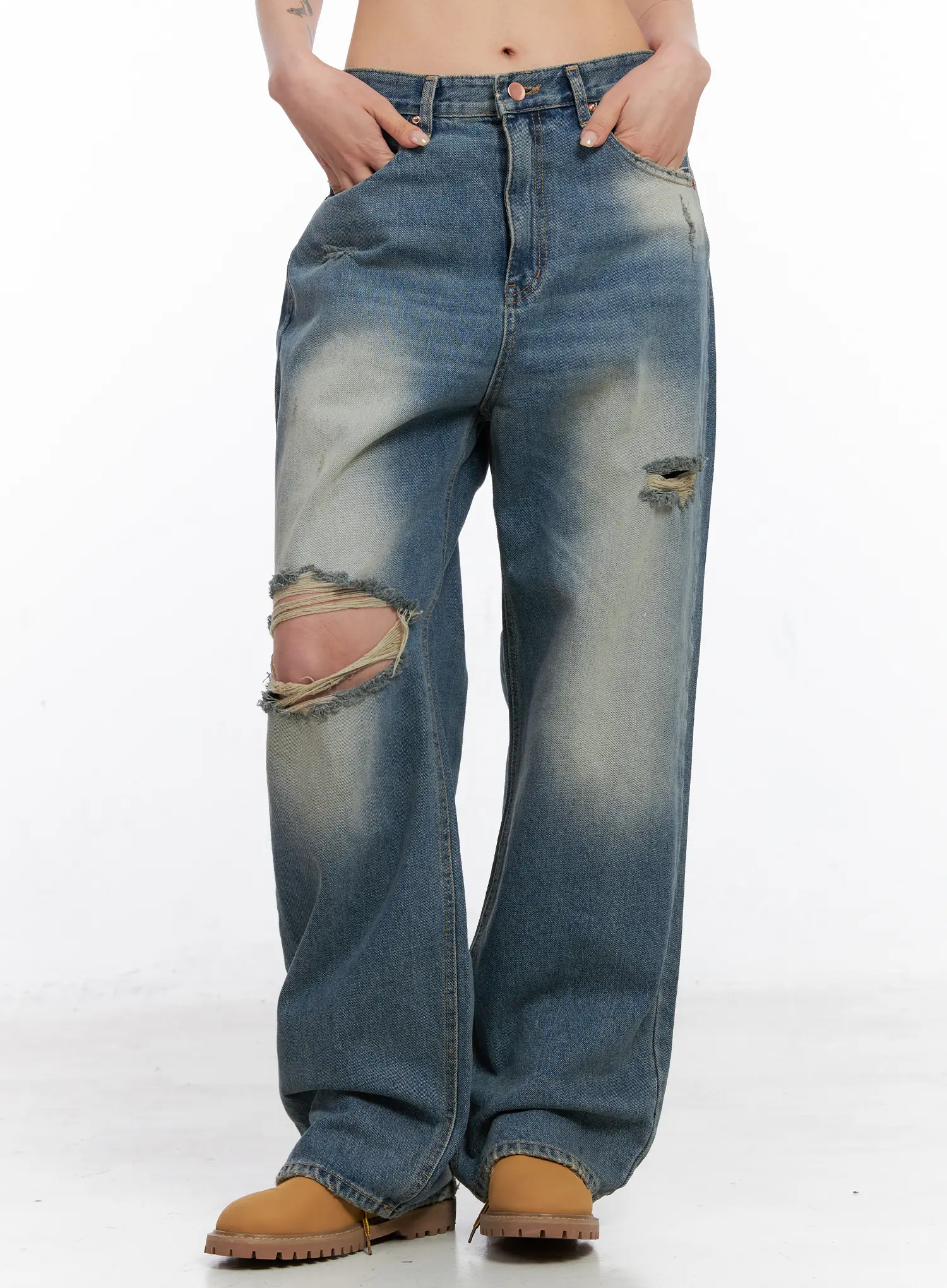 Siya Print Washed Wide-Leg Jeans CO508 - Image 2