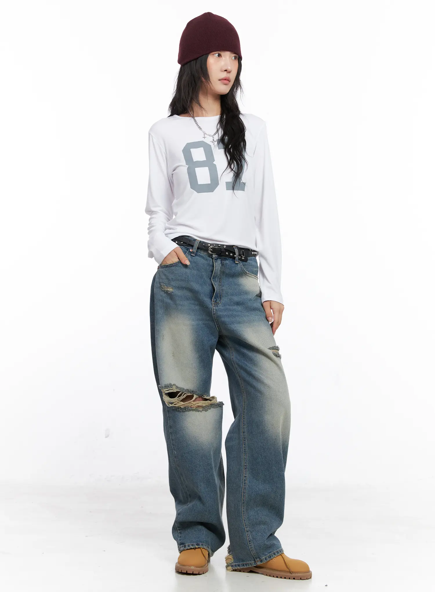 Siya Print Washed Wide-Leg Jeans CO508 - Image 3