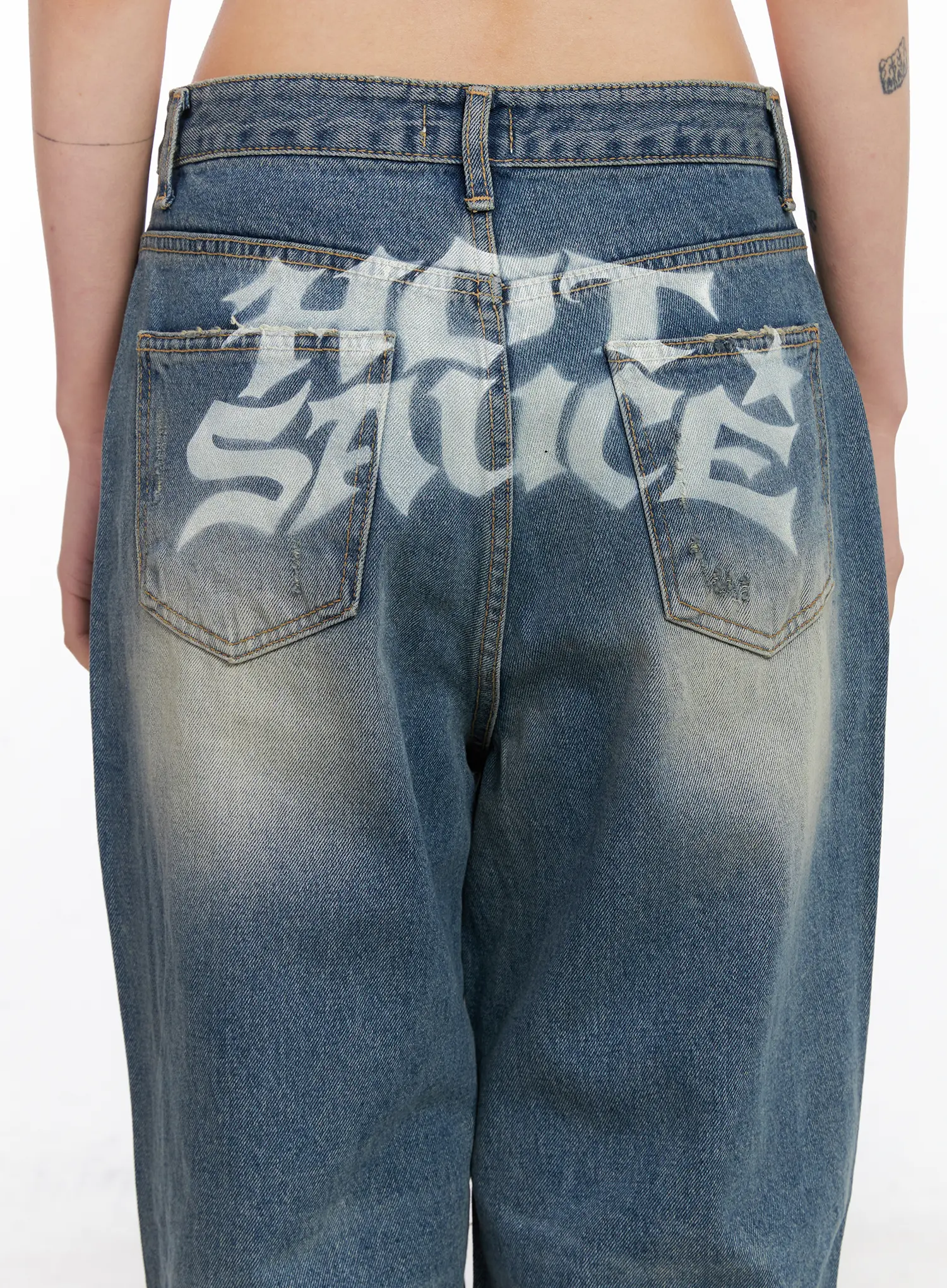 Siya Print Washed Wide-Leg Jeans CO508 - Image 8