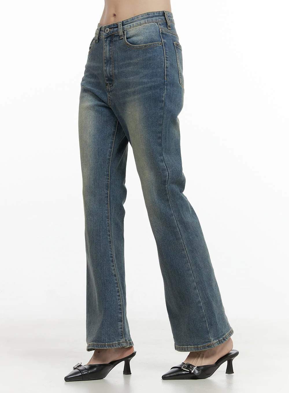 Skye Washed Long Bootcut Jeans OO401 - Image 4