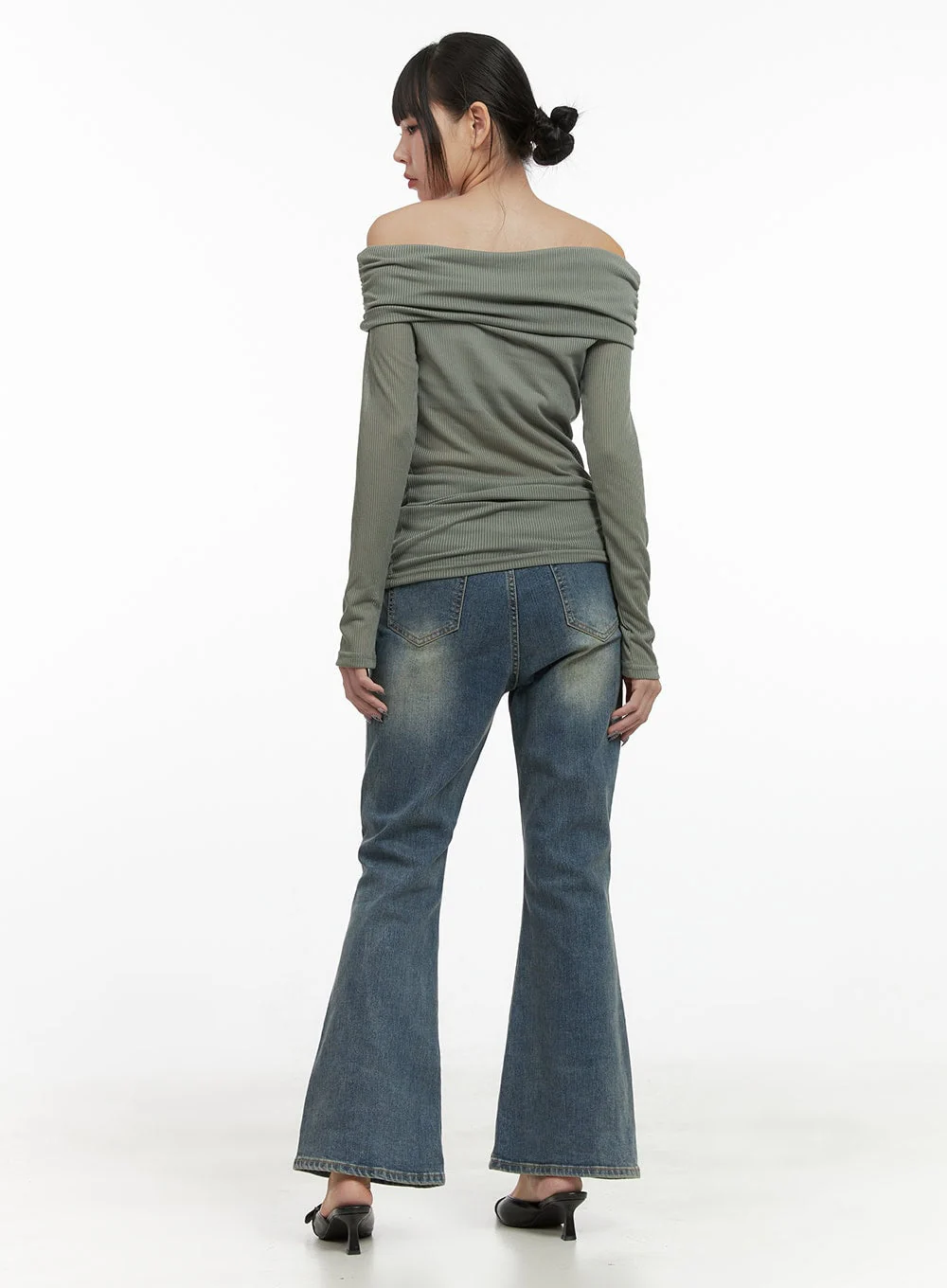 Skye Washed Long Bootcut Jeans OO401 - Image 6