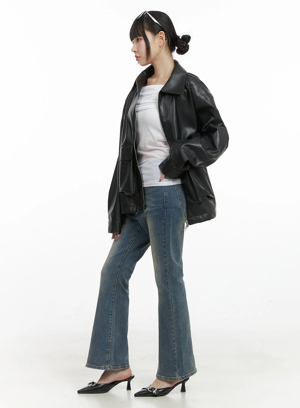 Skye Washed Long Bootcut Jeans OO401 - Image 7